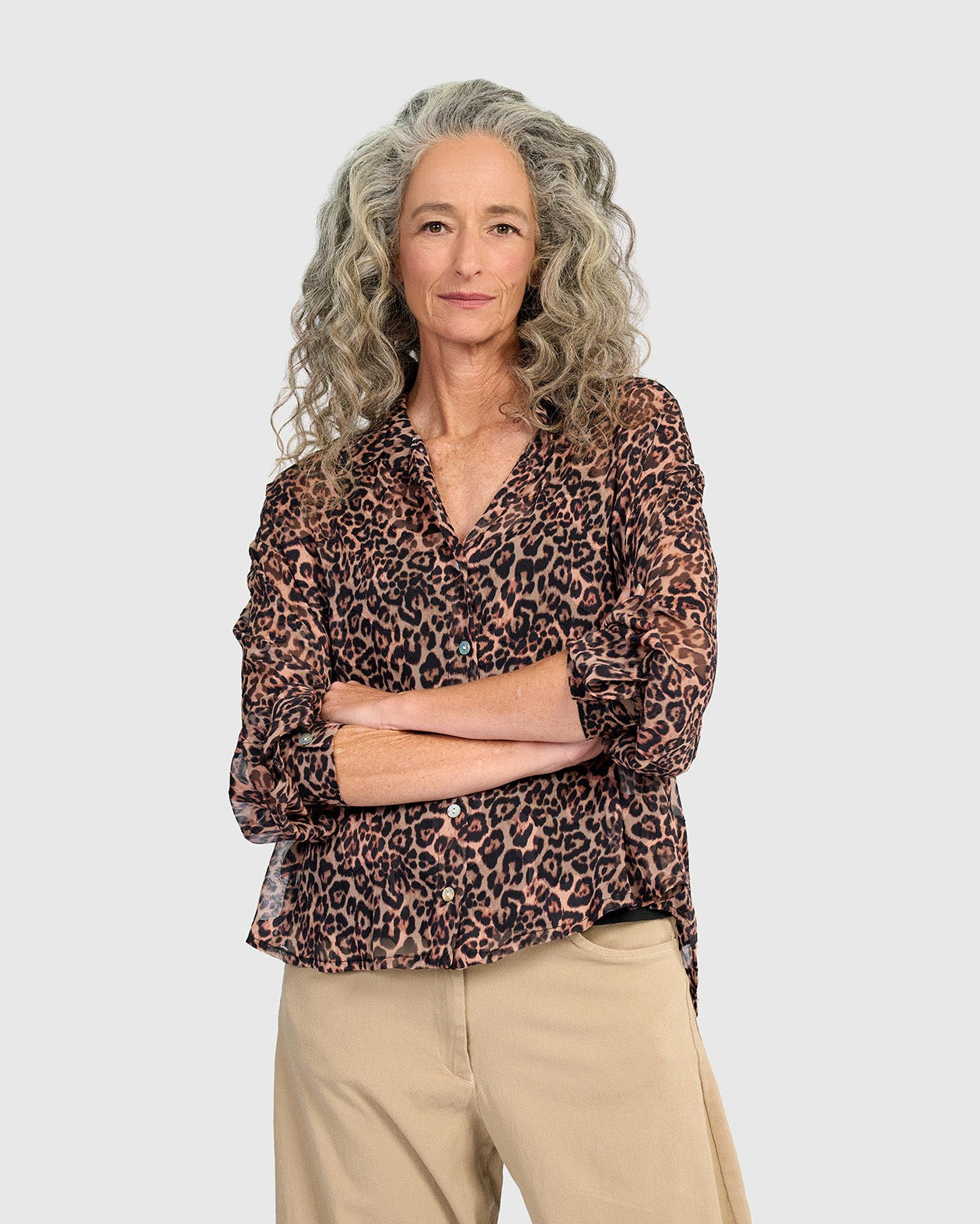 חולצה אספרסו מנומרת חומה