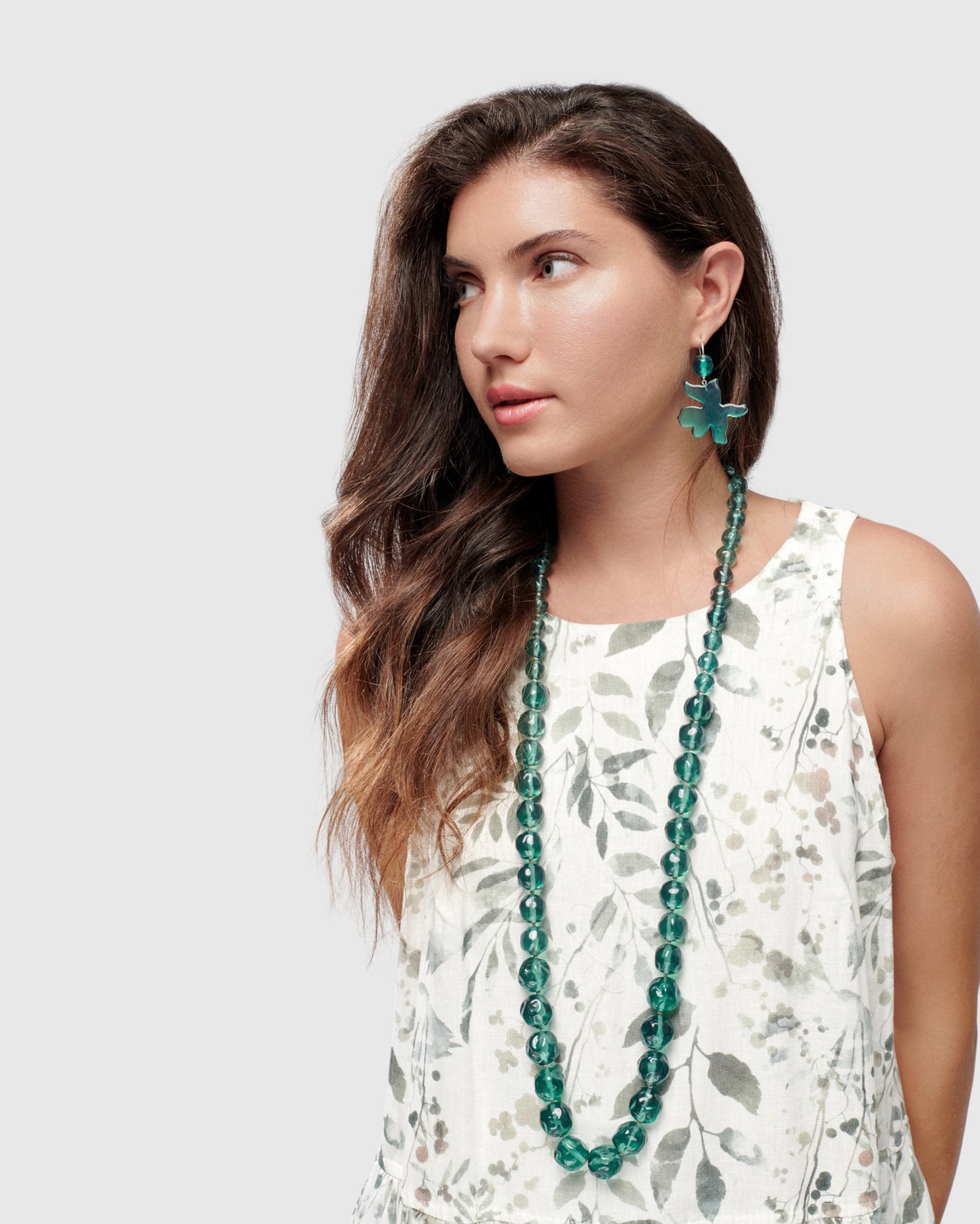 עגיל פלורה ירוק