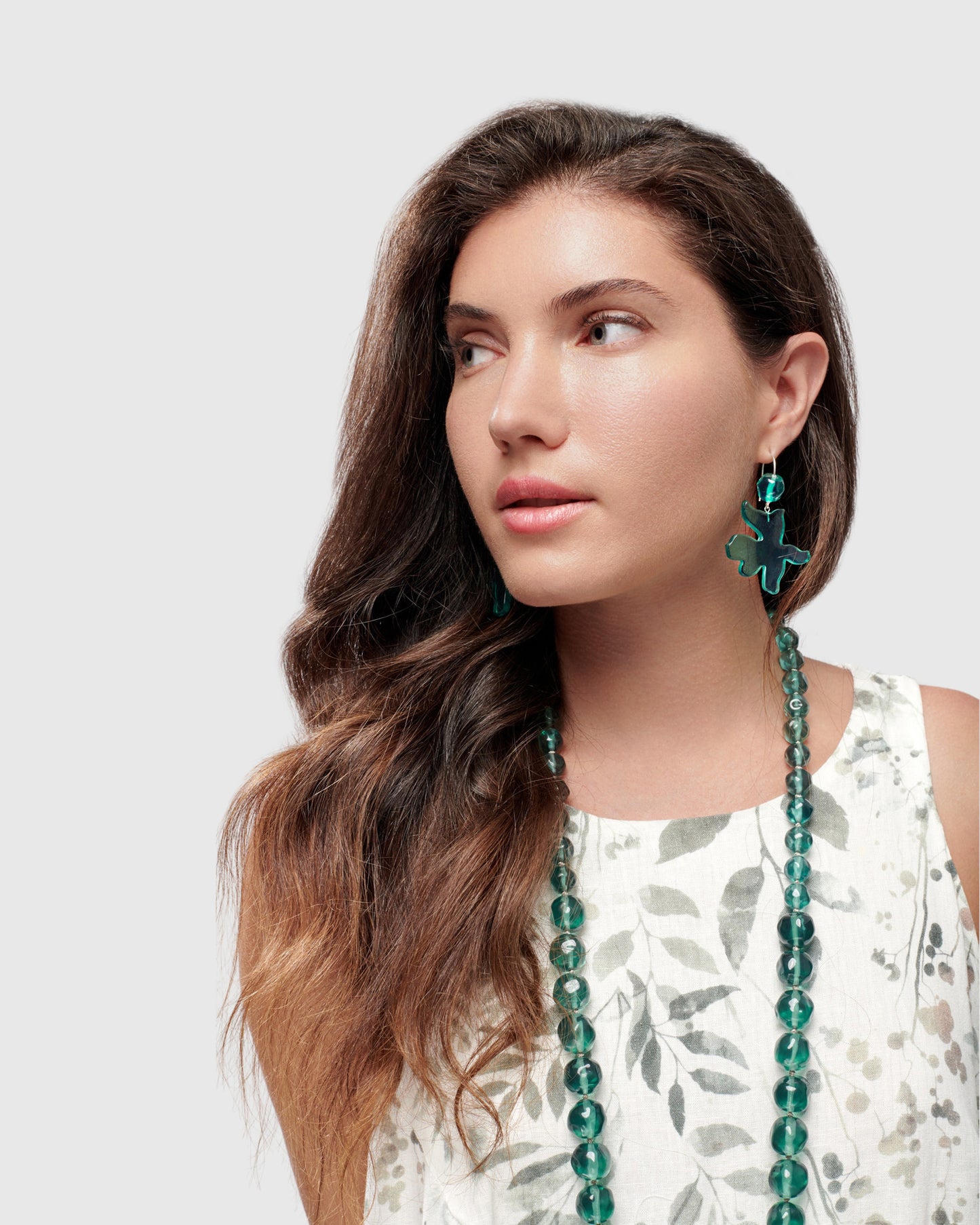 עגיל פלורה ירוק