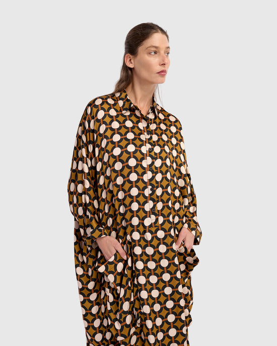 גלבייה חגיגה מודפסת חרדל