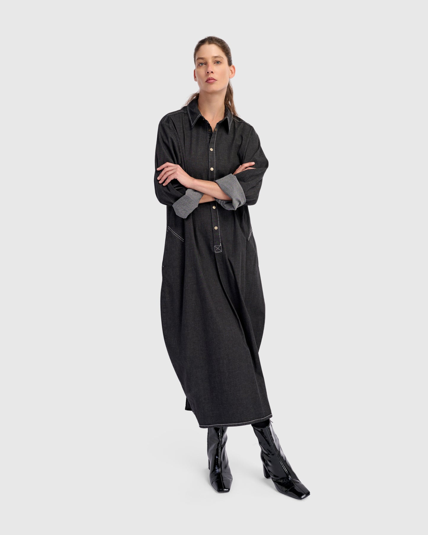 שמלה יוסף ג'ינס שחורה