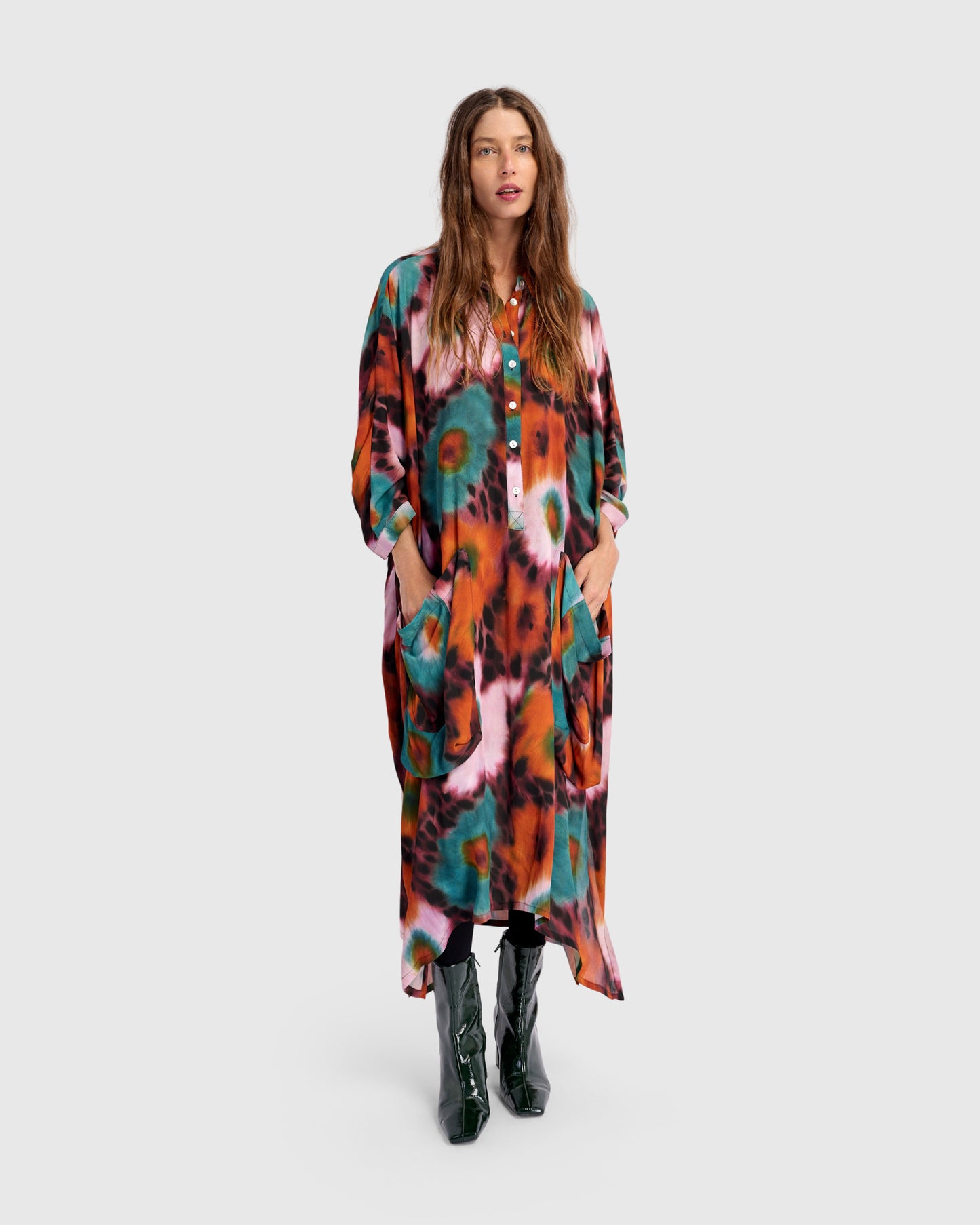 גלבייה חגיגה מודפסת כתום