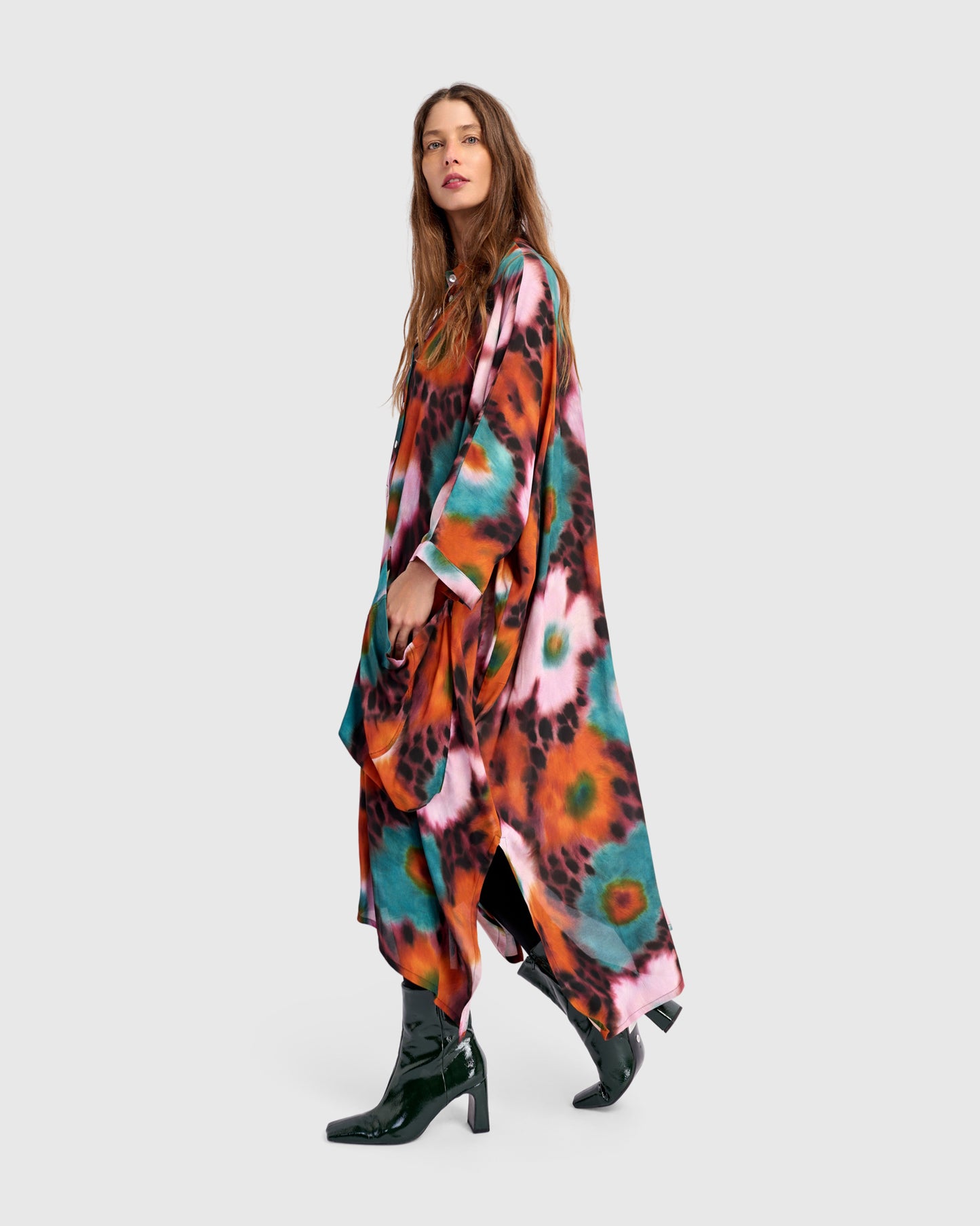 גלבייה חגיגה מודפסת כתום