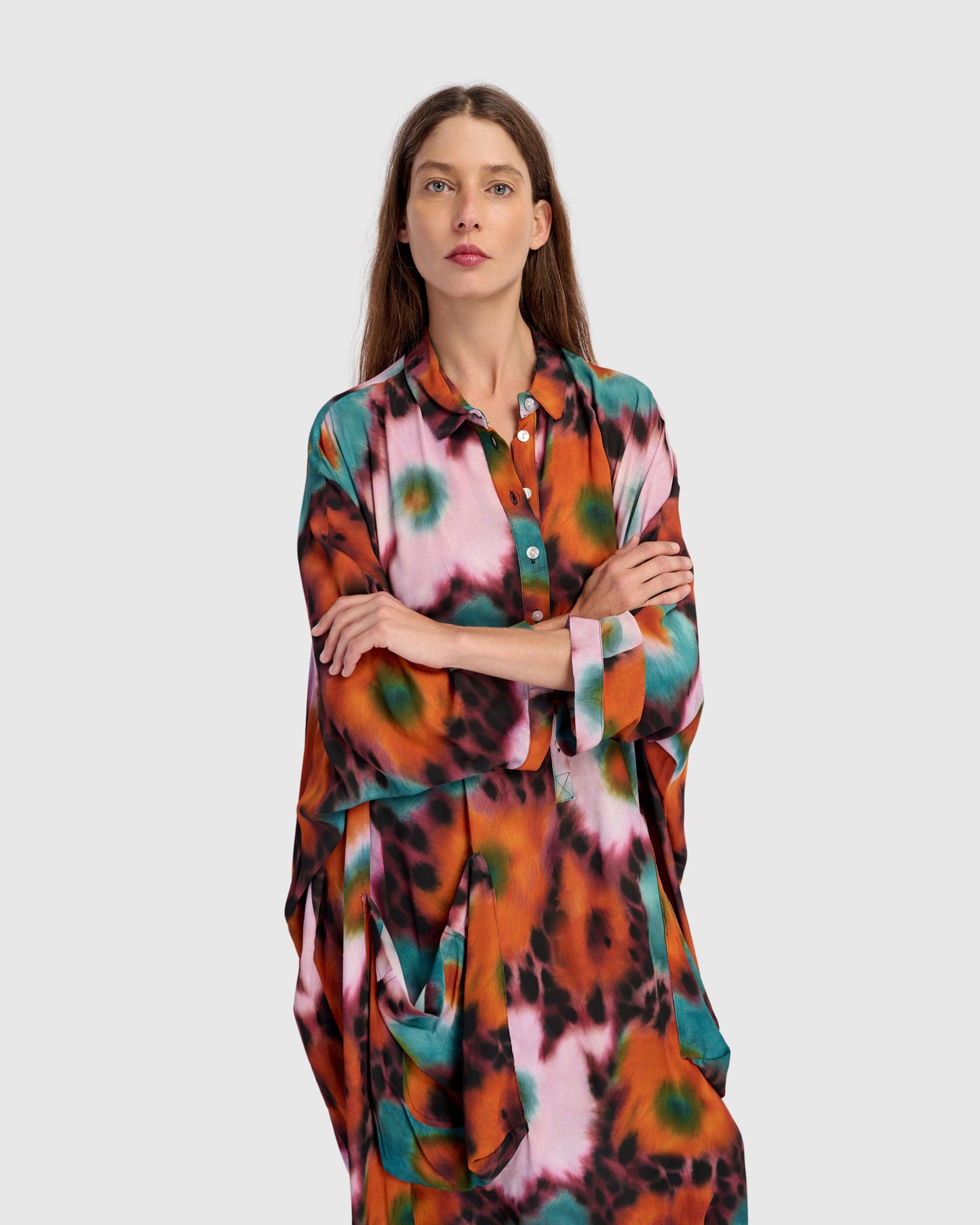 גלבייה חגיגה מודפסת כתום