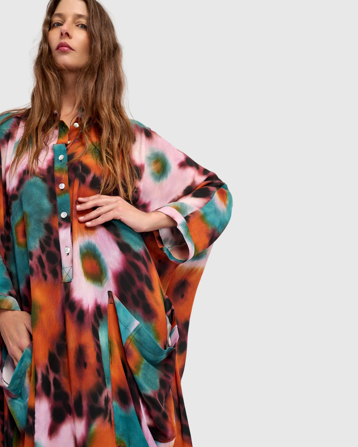 גלבייה חגיגה מודפסת כתום