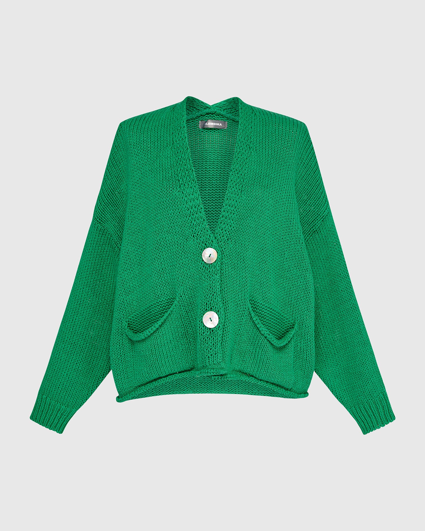 סריג כותנה קרדיגן ירוק