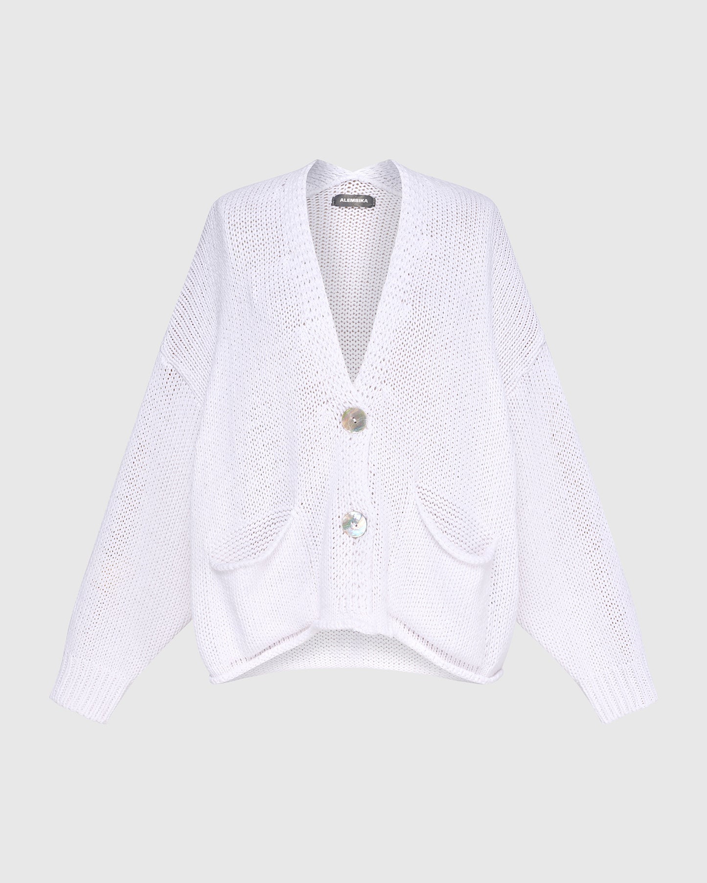 סריג כותנה קרדיגן לבן
