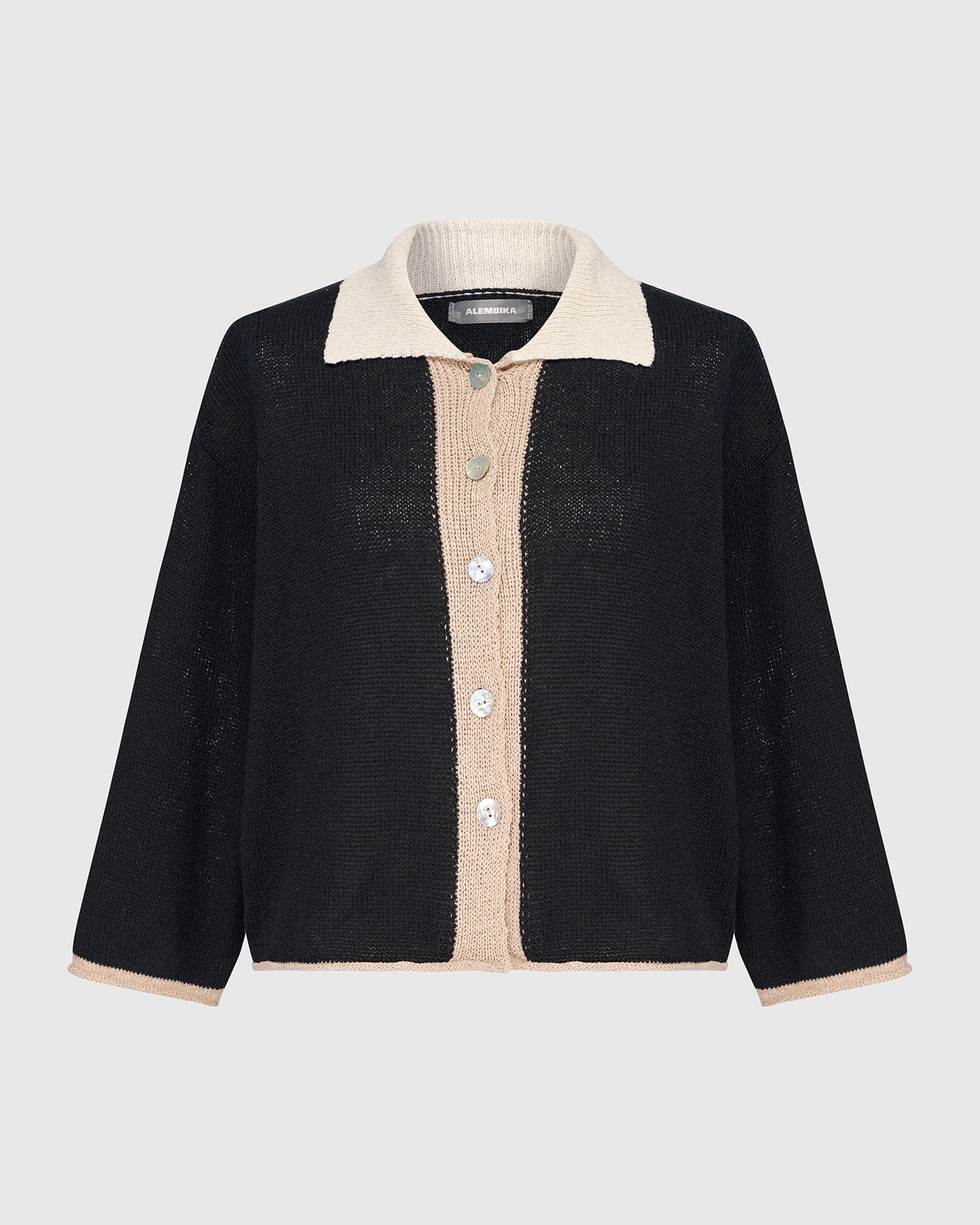 סריג כותנה פולו שחור