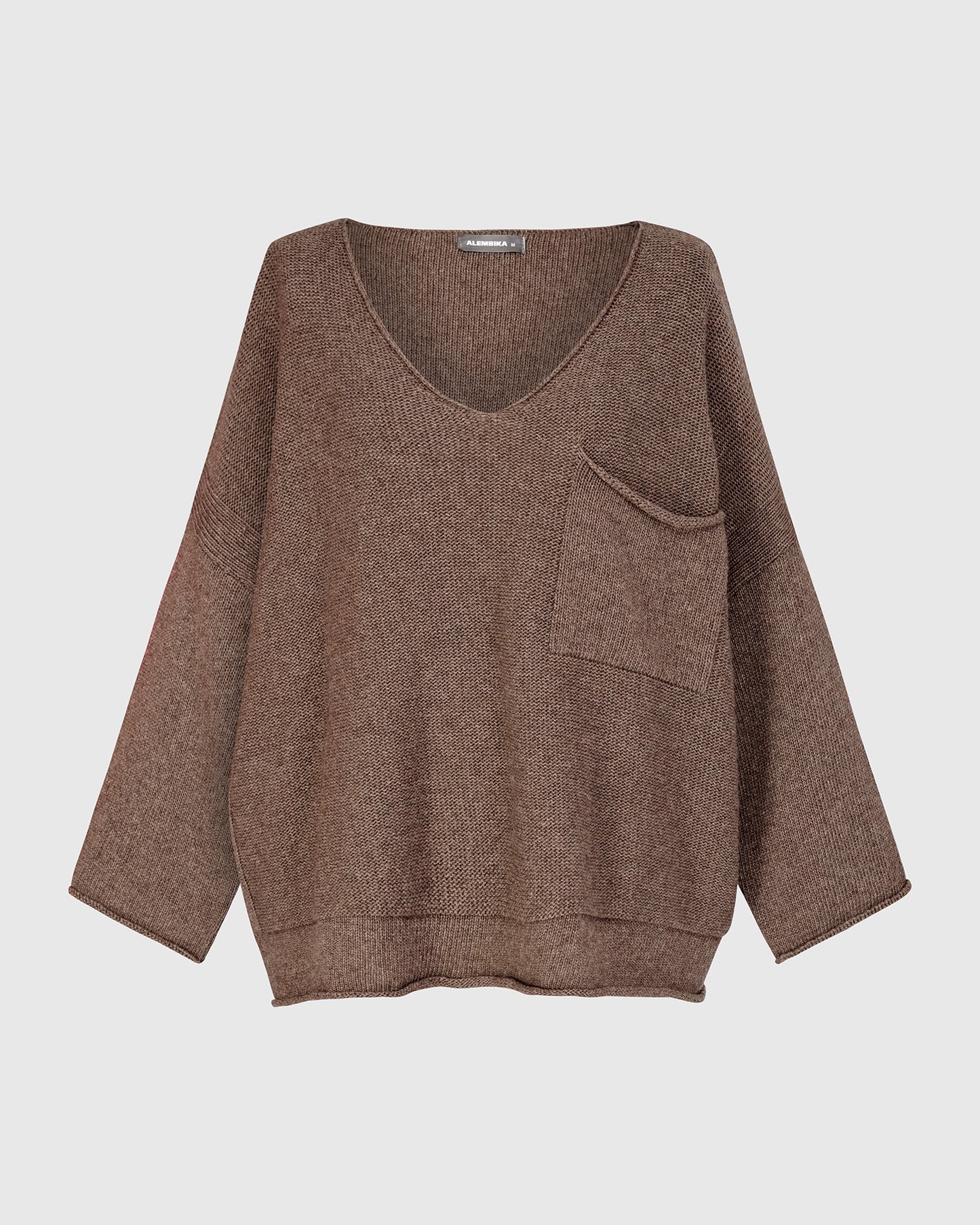 סוודר כיס חום