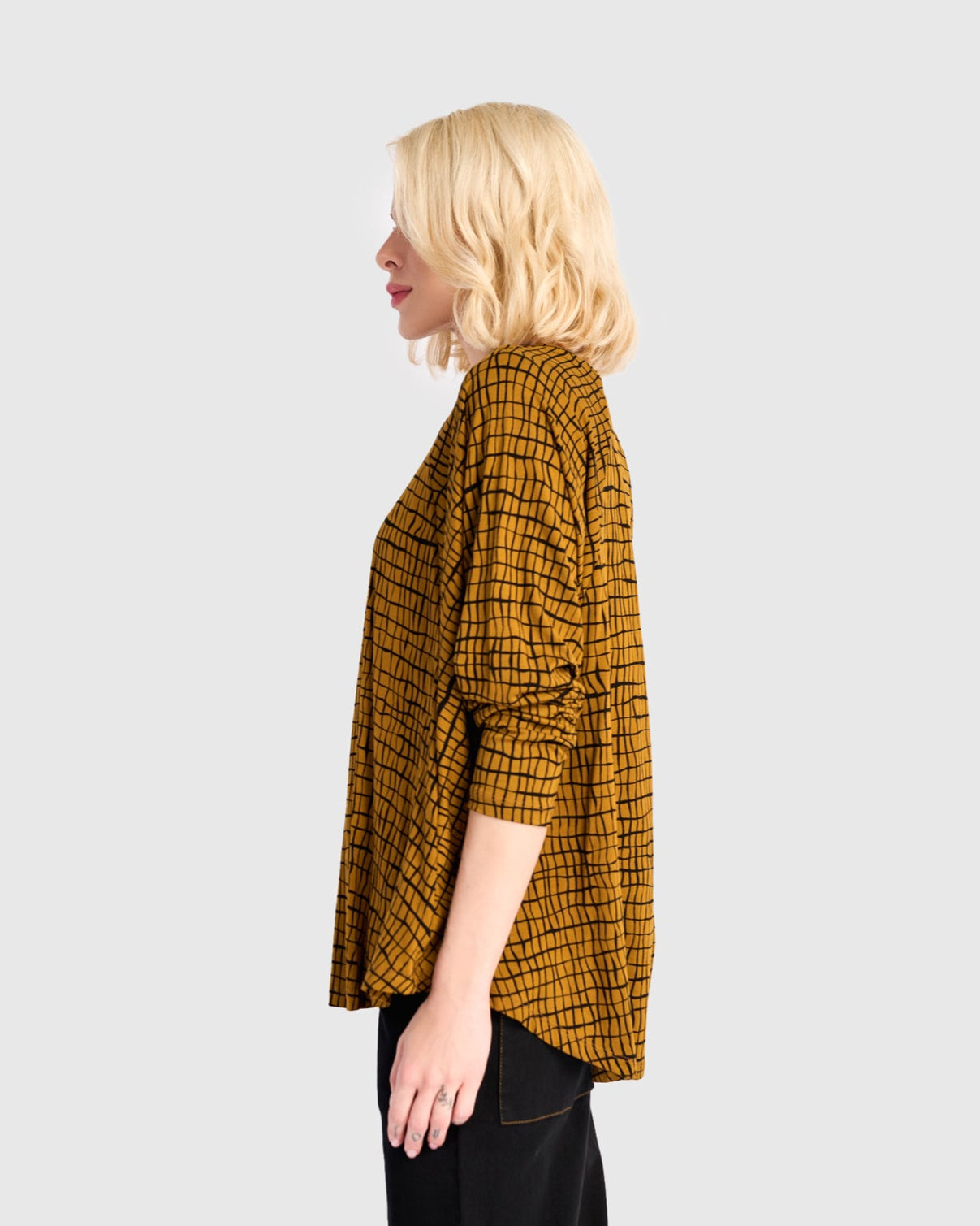 טוניקה חסידה מודפסת חרדל