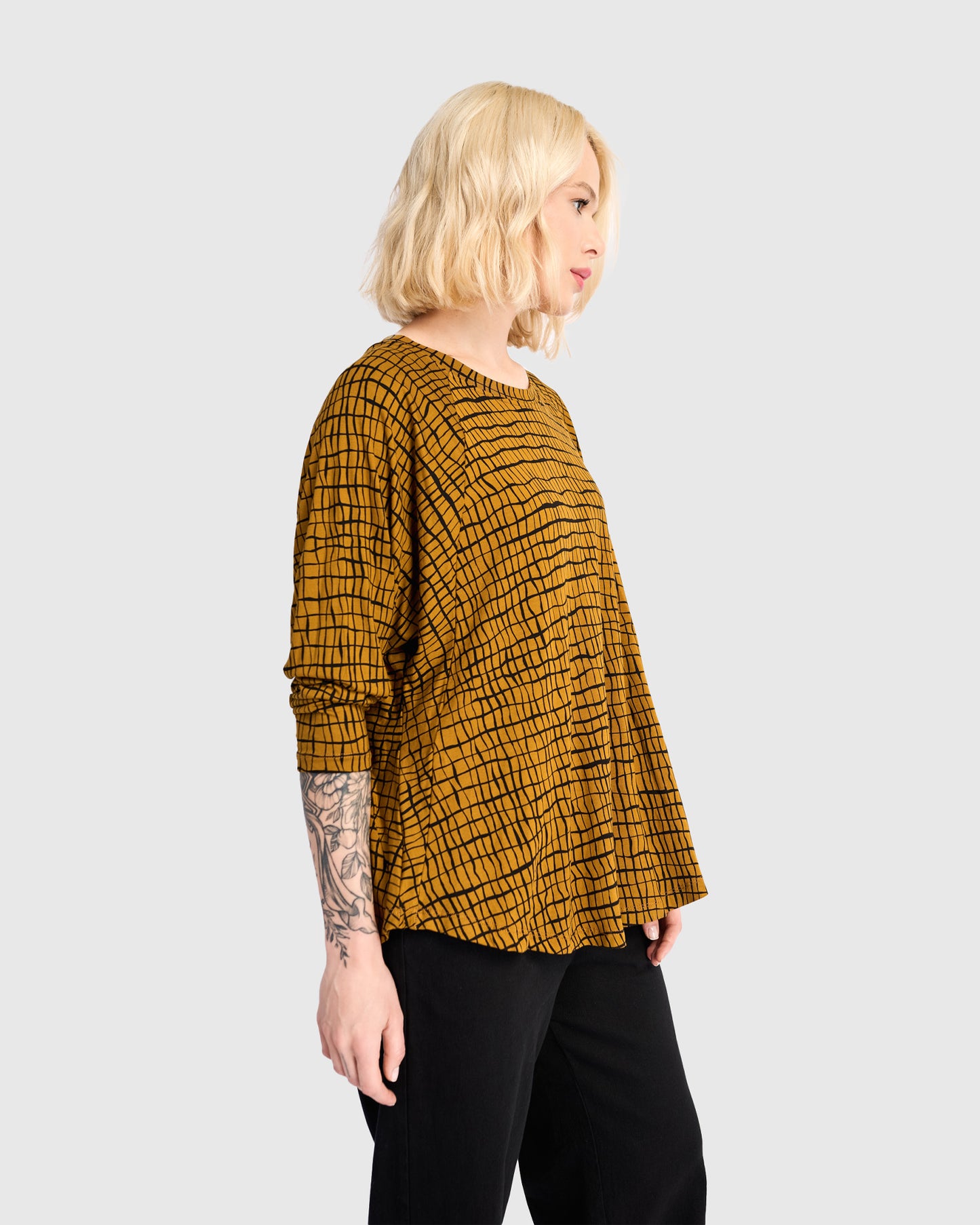 טוניקה חסידה מודפסת חרדל