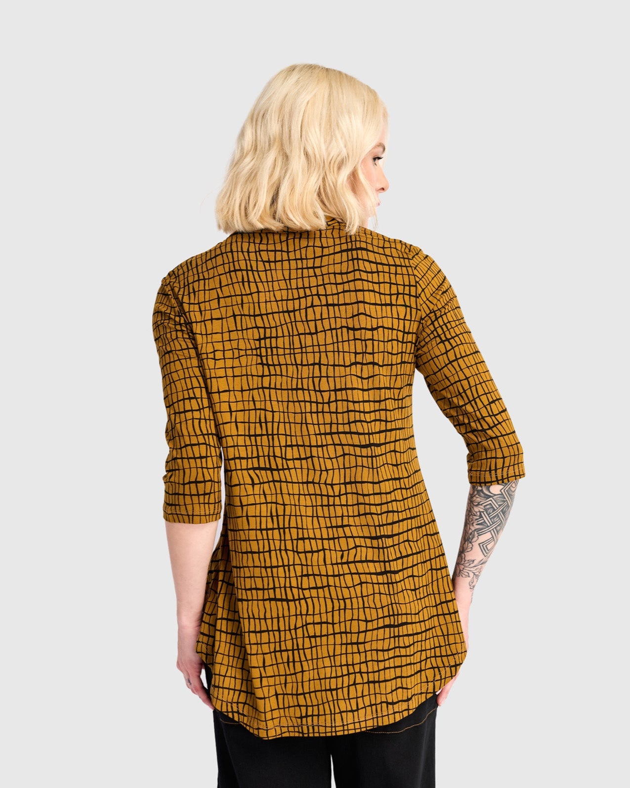 טוניקה דובדבנית מודפסת חרדל