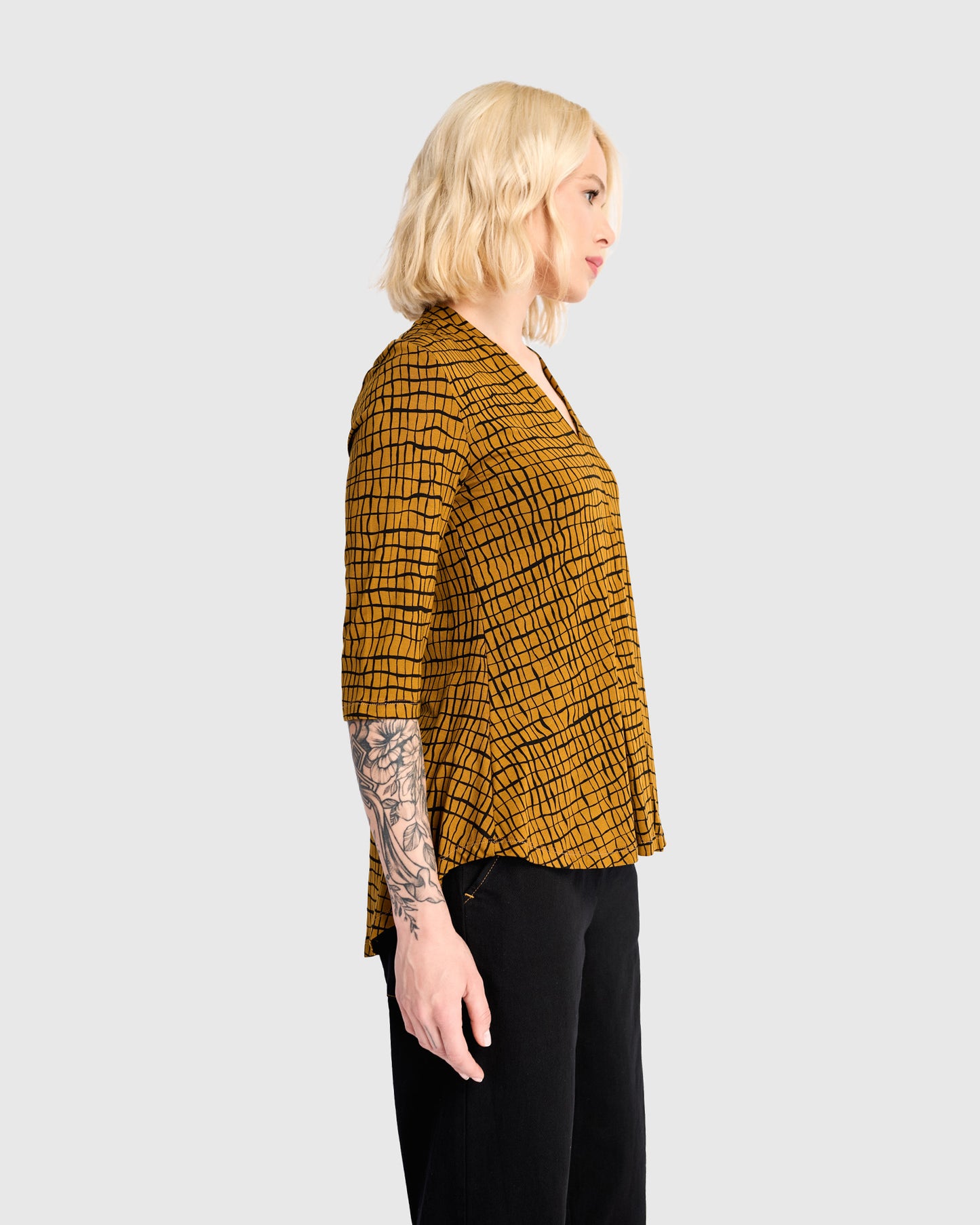 טוניקה דובדבנית מודפסת חרדל