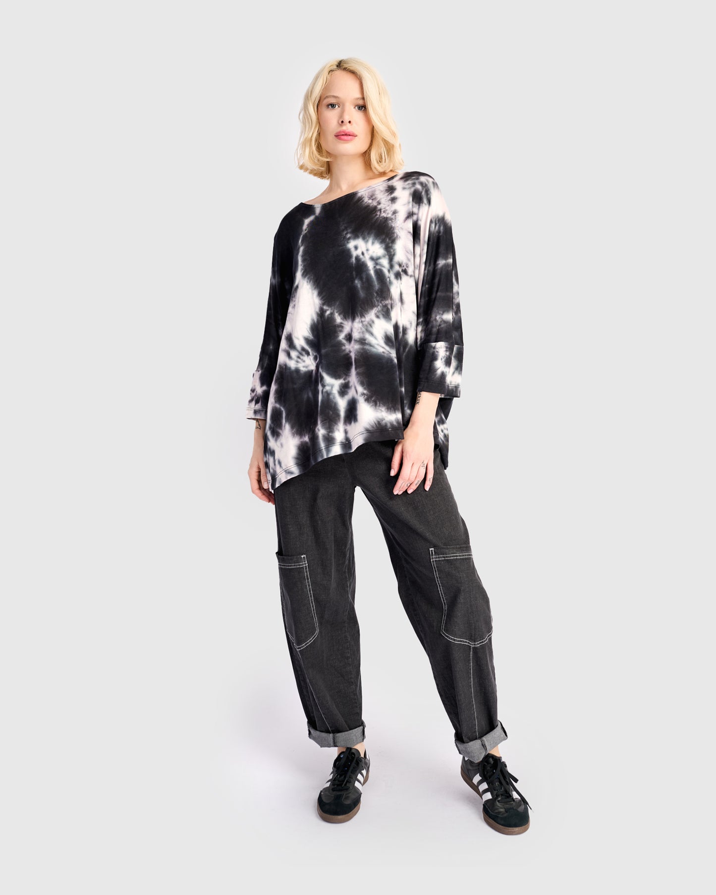 חולצה רינה מודפסת כחולה