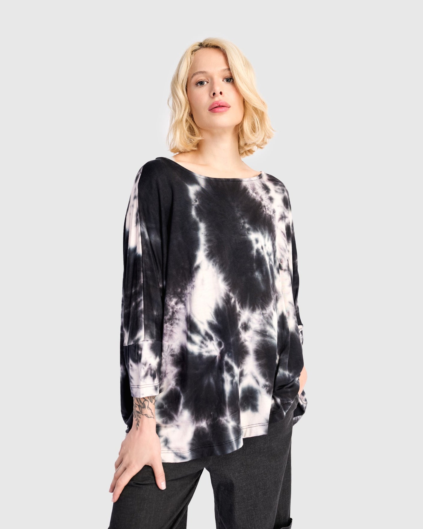 חולצה רינה מודפסת כחולה