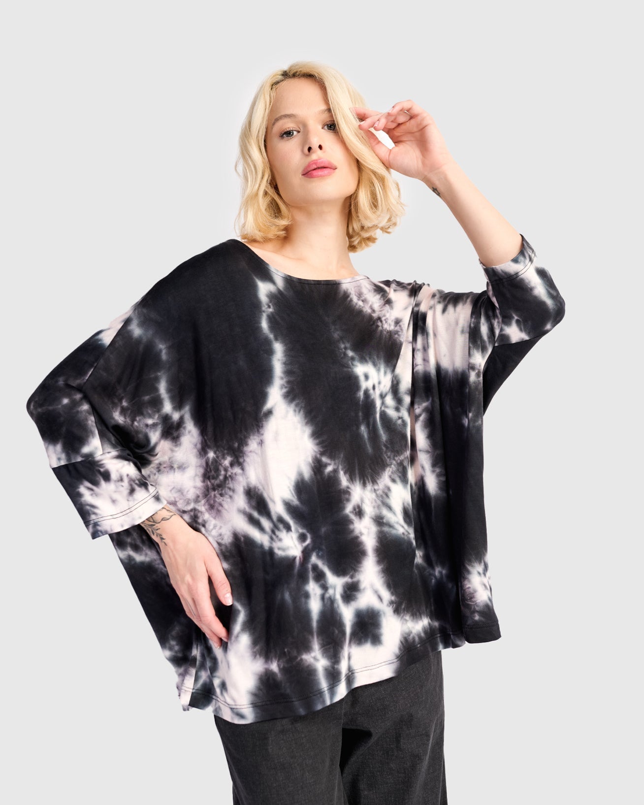 חולצה רינה מודפסת כחולה