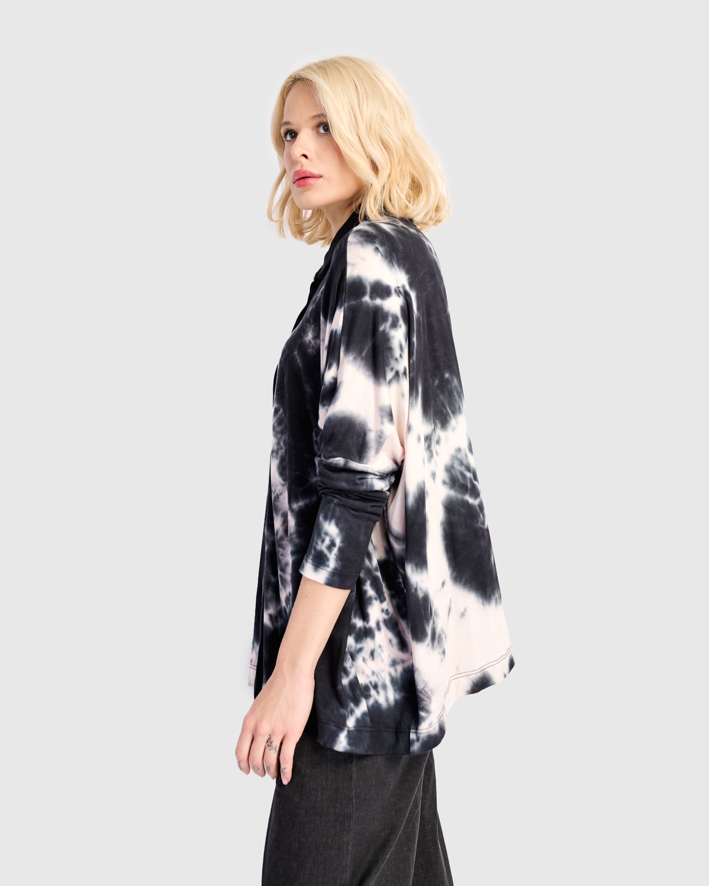 חולצה רינה פולו מודפסת כחולה