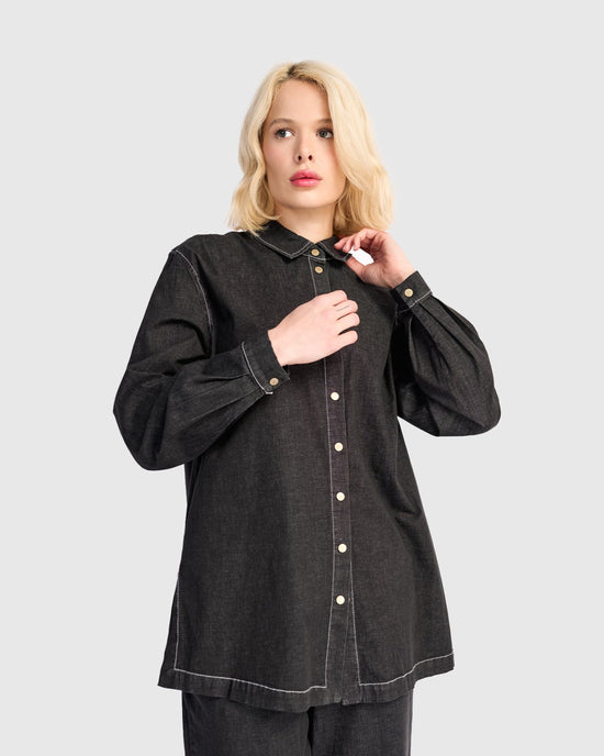 חולצה כפרה ג'ינס שחורה