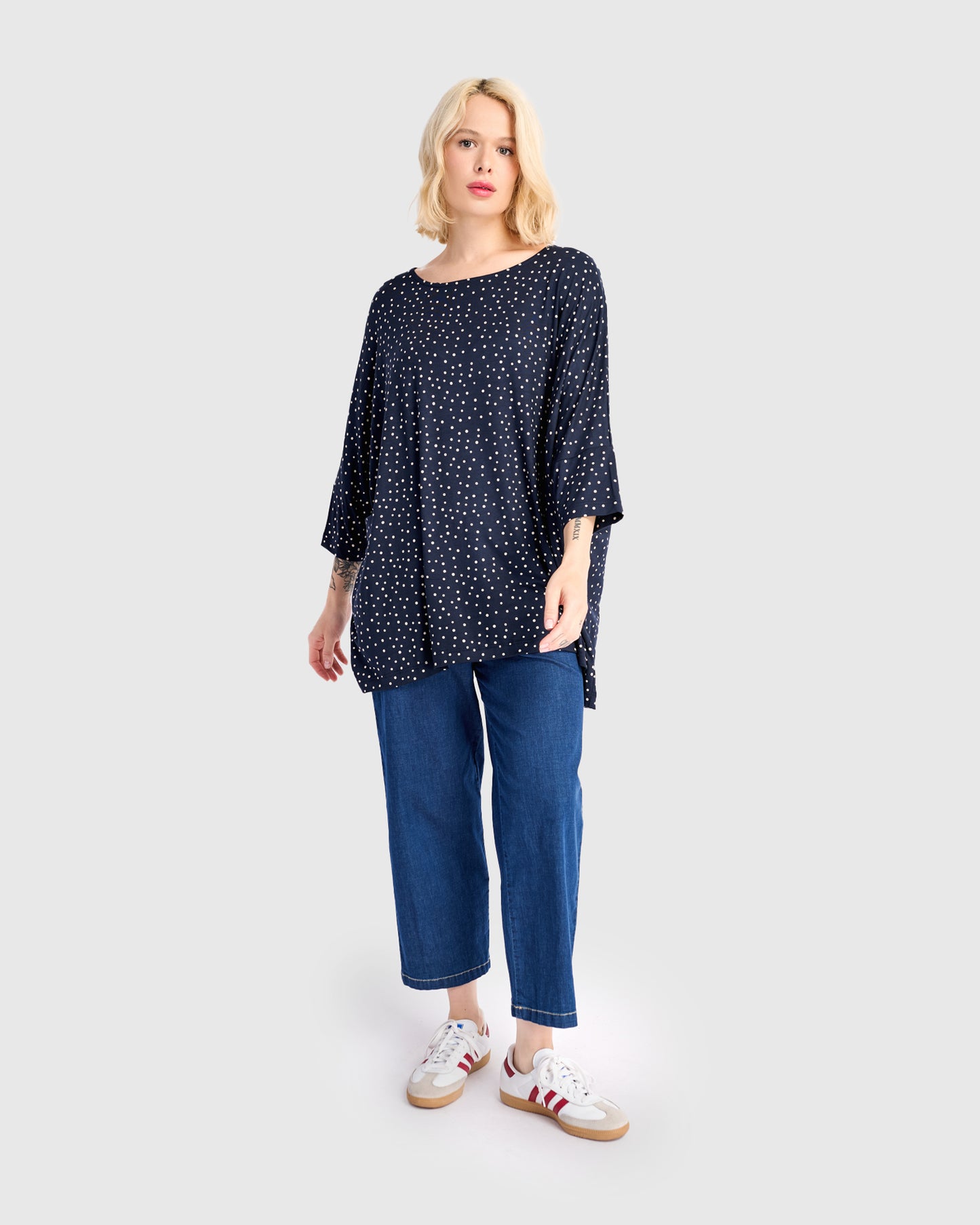 חולצה רינה נקודות נייבי