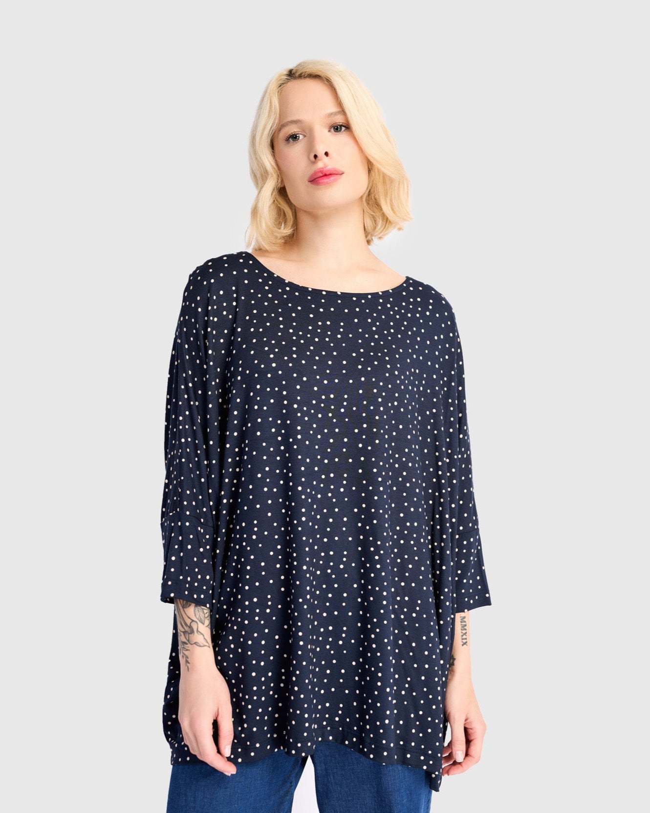 חולצה רינה נקודות נייבי