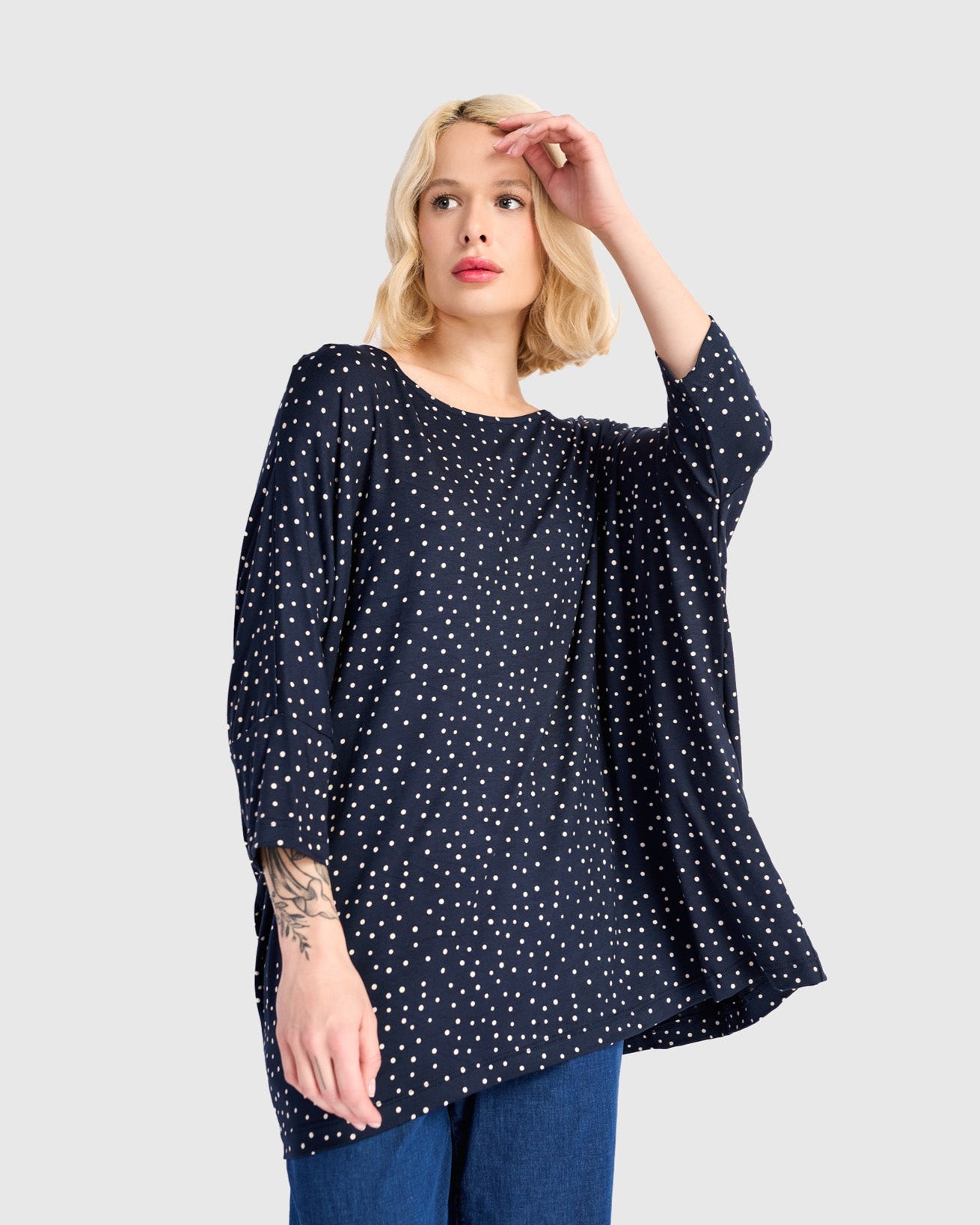 חולצה רינה נקודות נייבי