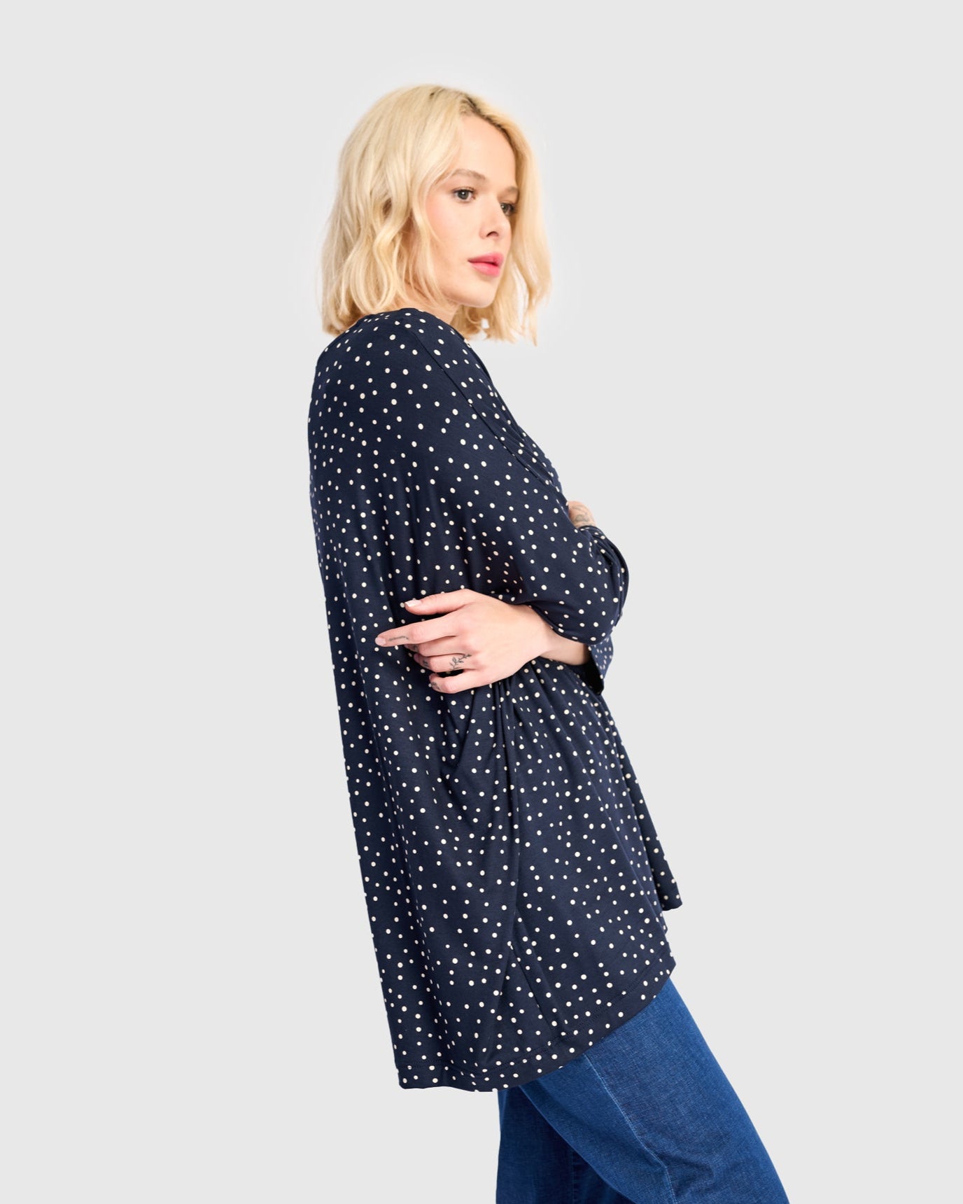 חולצה רינה נקודות נייבי