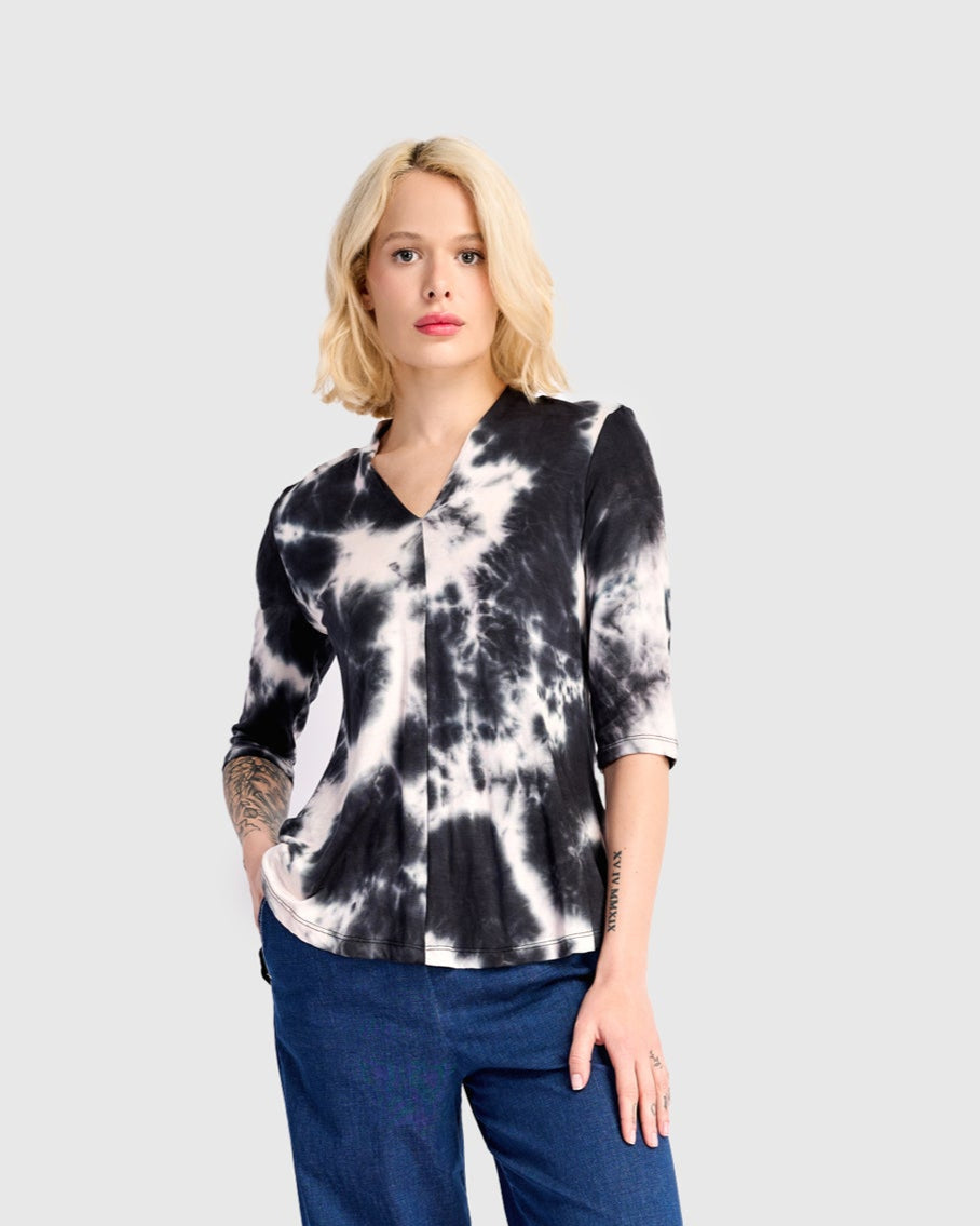 טוניקה דובדבנית מודפסת כחולה