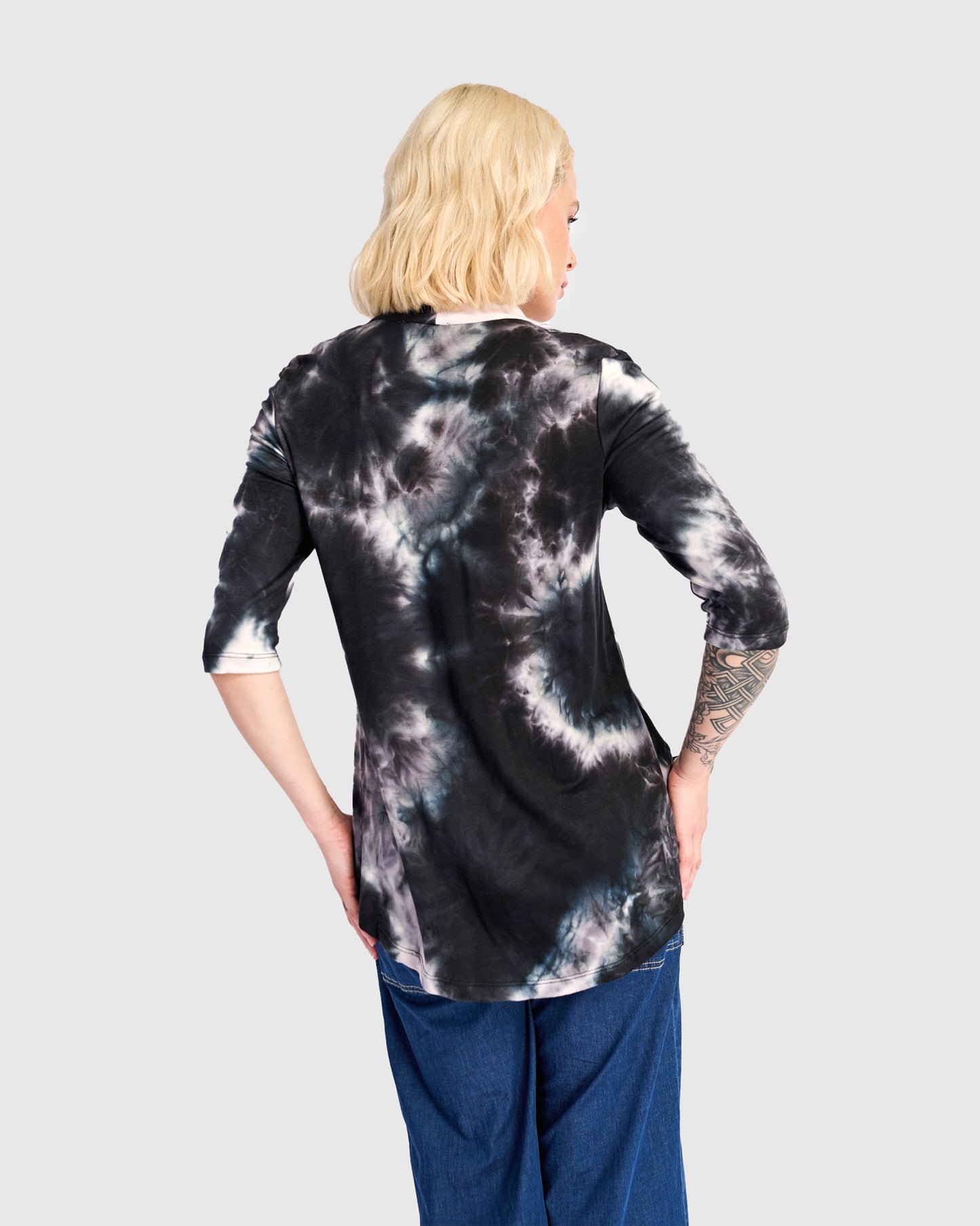 טוניקה דובדבנית מודפסת כחולה