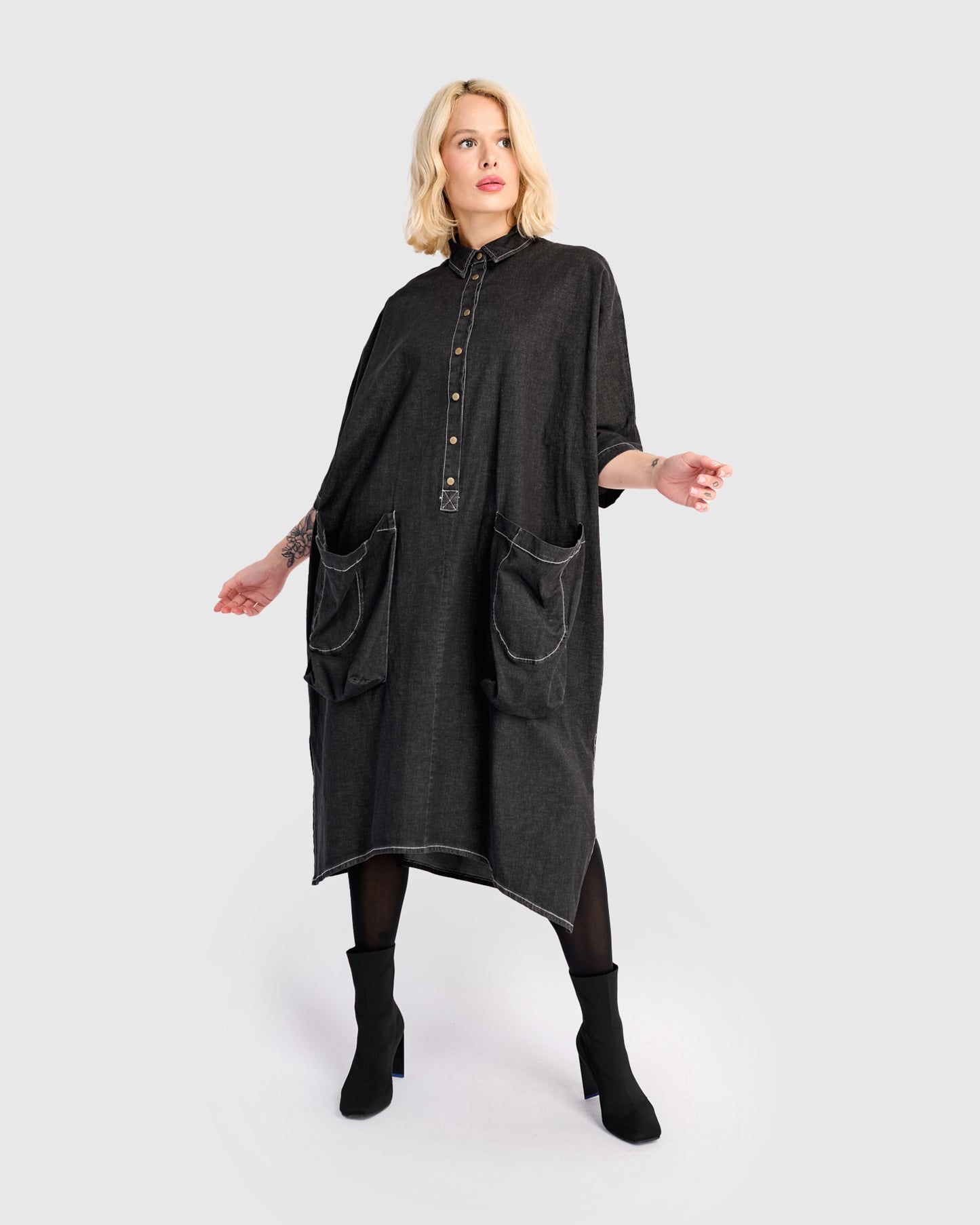 גלבייה חגיגה ג'ינס שחורה