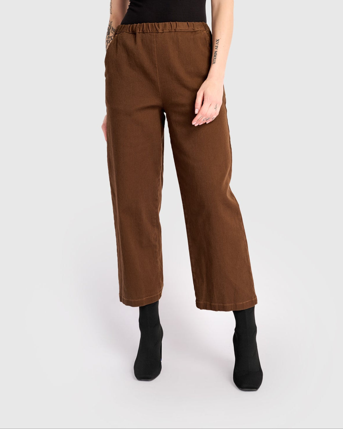 מכנסי בסטי אריג חום