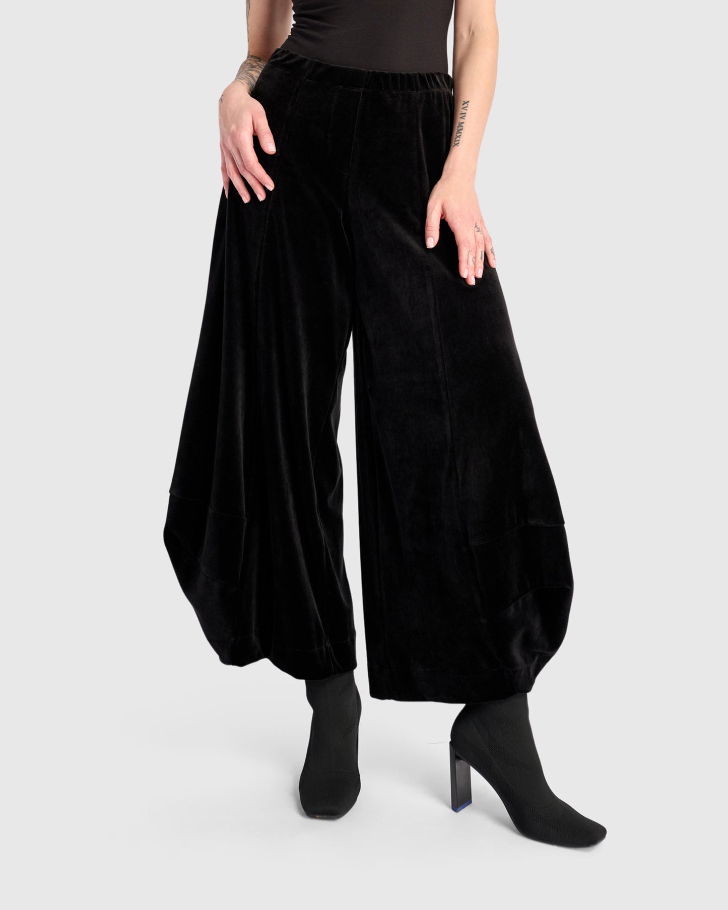 מכנסי פונטו קטיפה שחור