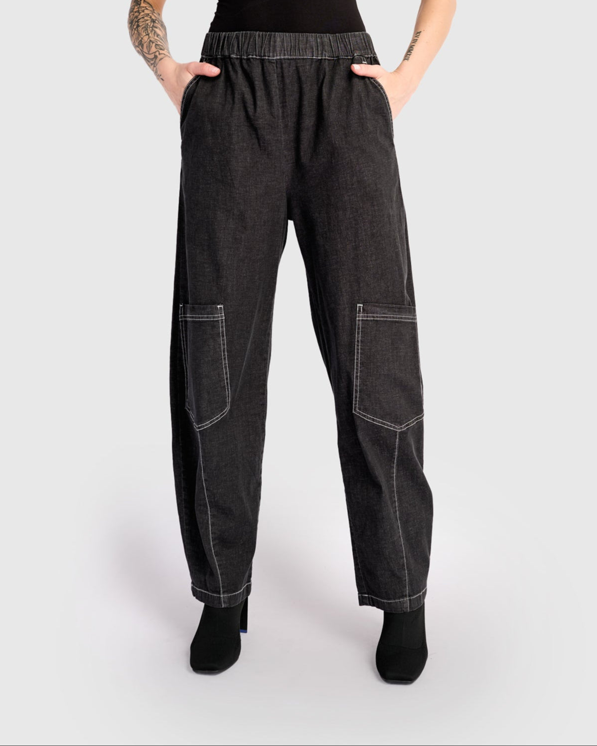 מכנסי ג'ינס ארוך שחור