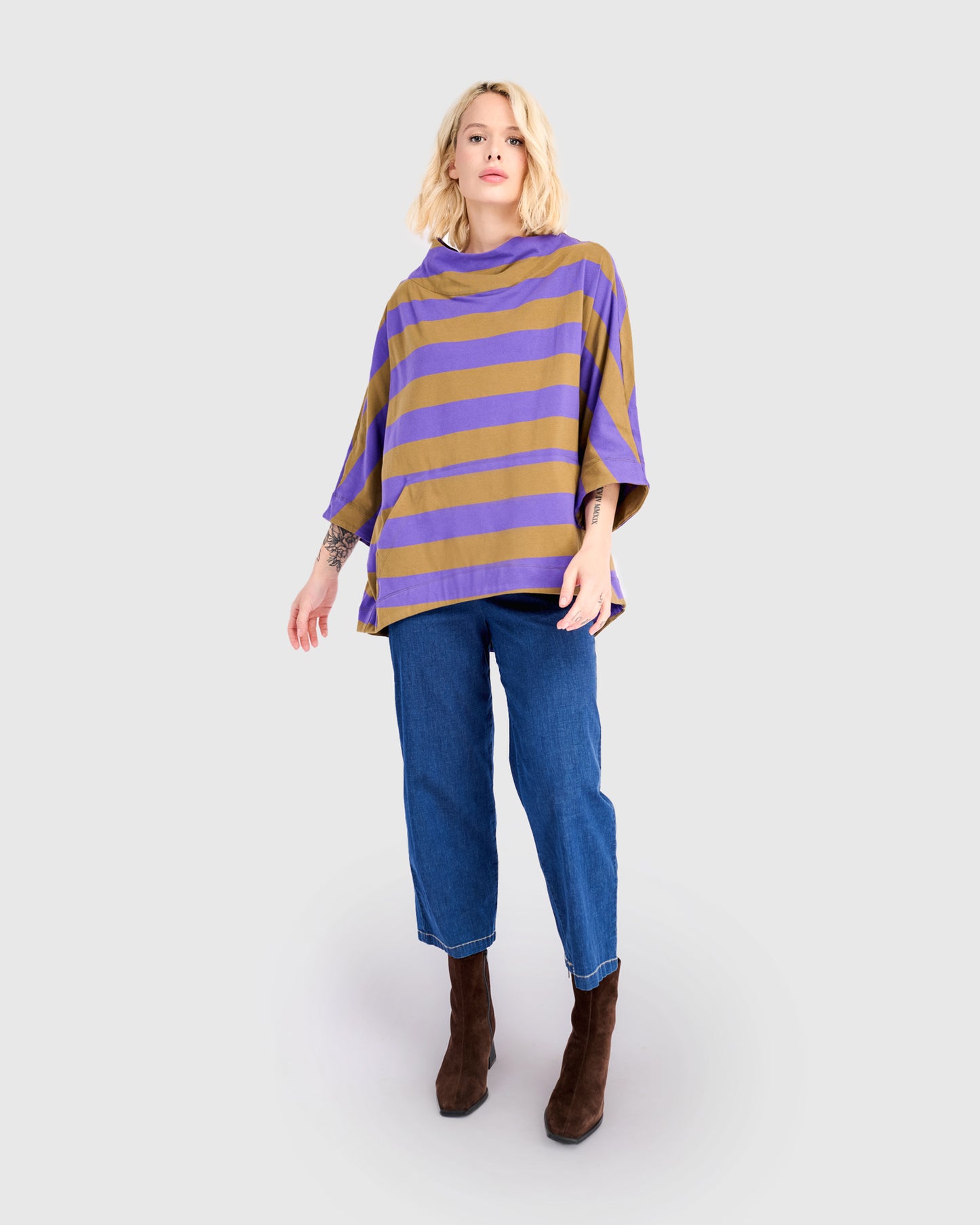 סווטשירט קייצי פס סגול