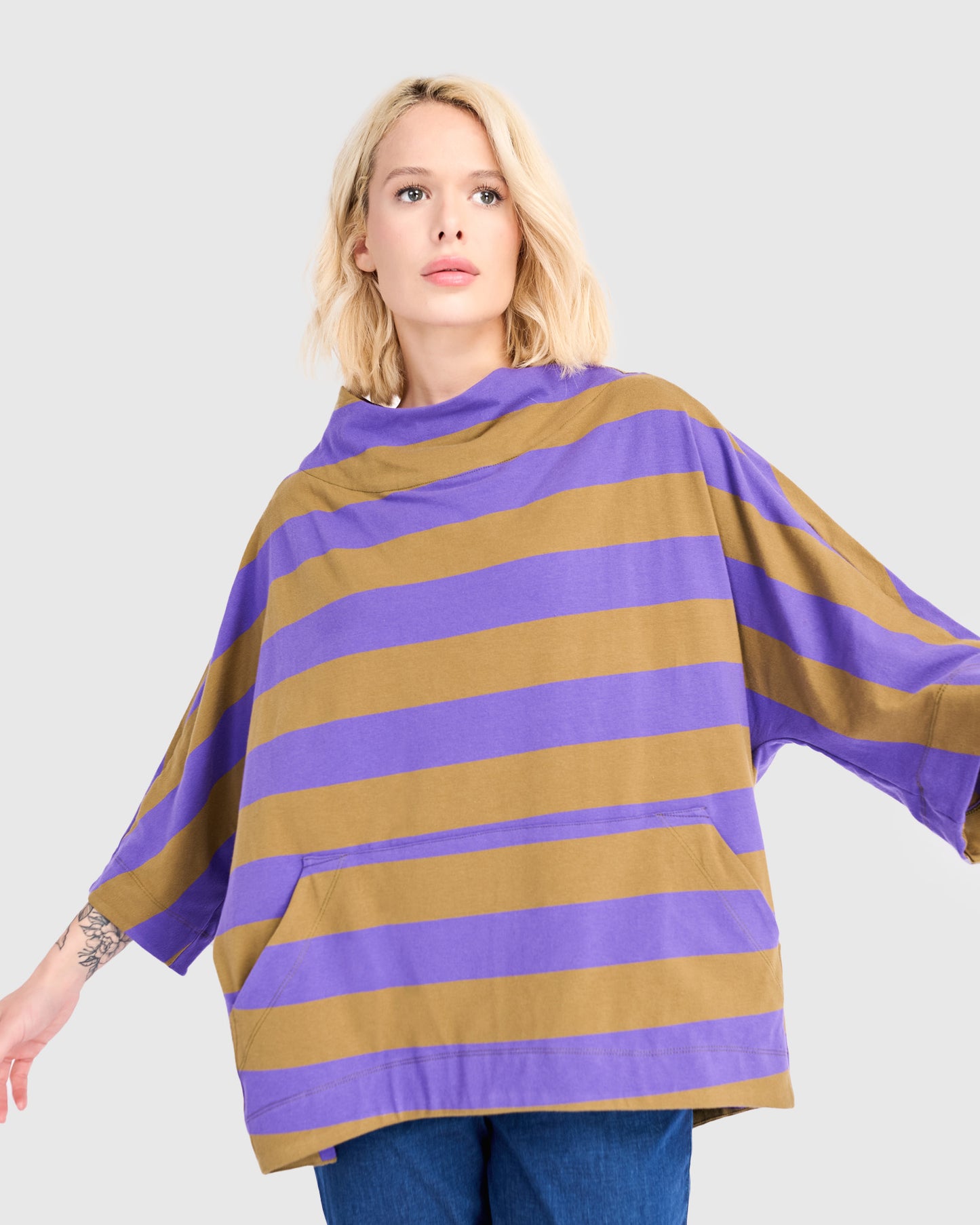 סווטשירט קייצי פס סגול