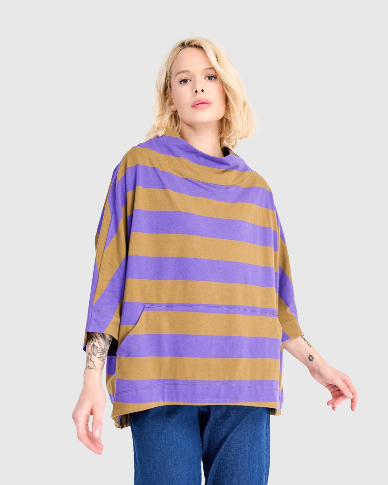 סווטשירט קייצי פס סגול