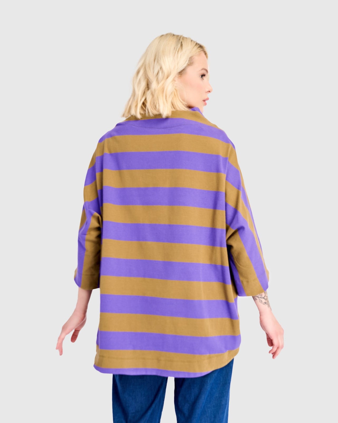 סווטשירט קייצי פס סגול