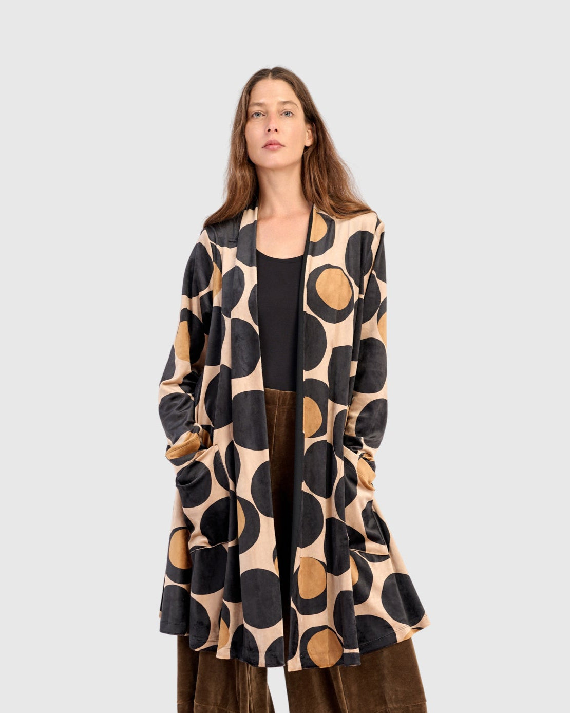 ז'קט מסתובב קטיפה עיגולים