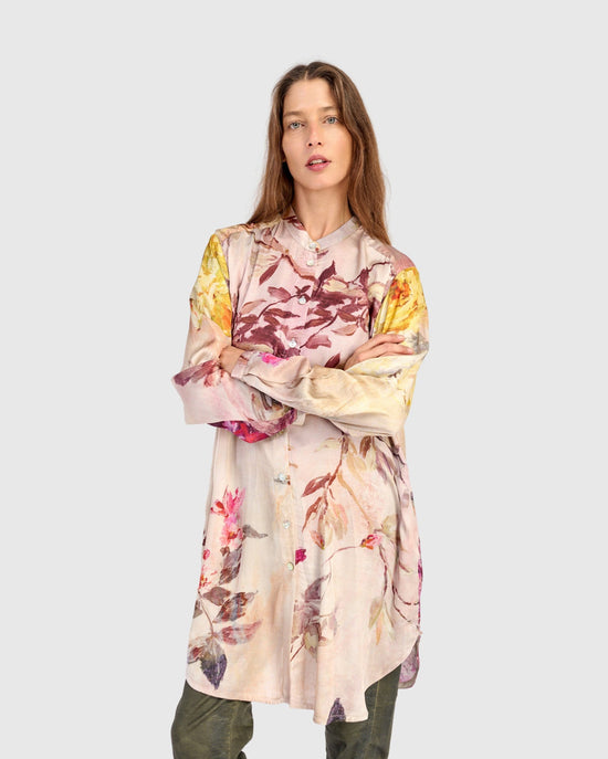 טוניקה לילוש מכופתרת פרח