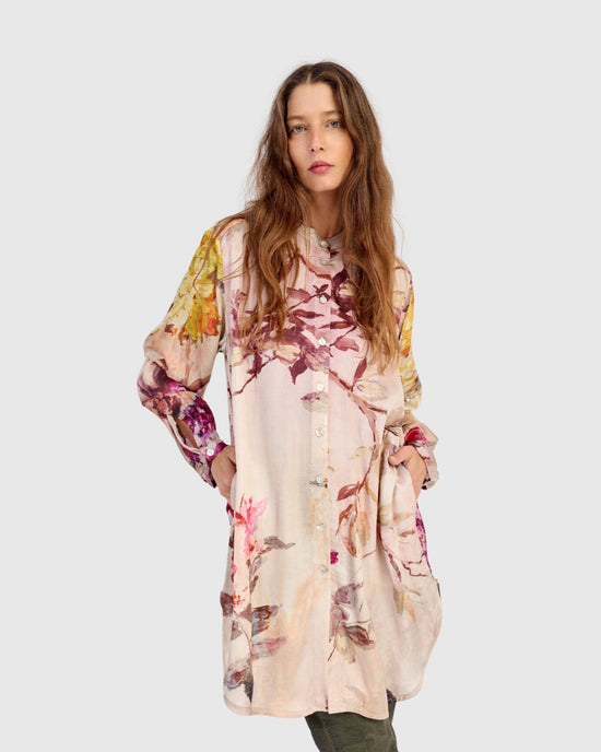 טוניקה לילוש מכופתרת פרח