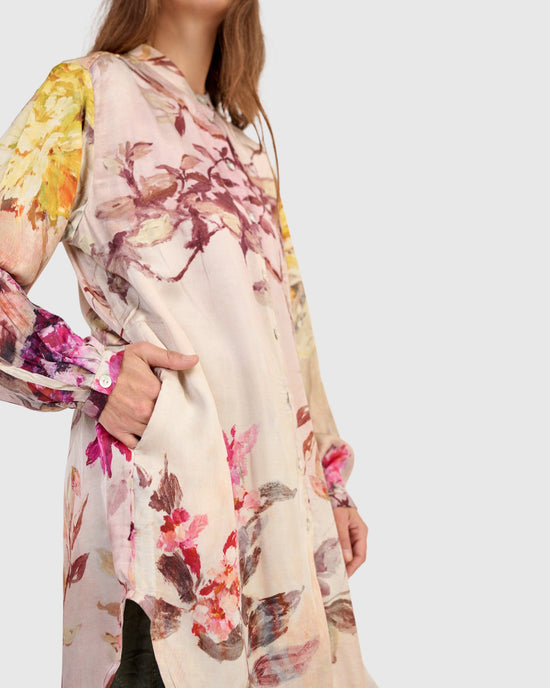 טוניקה לילוש מכופתרת פרח