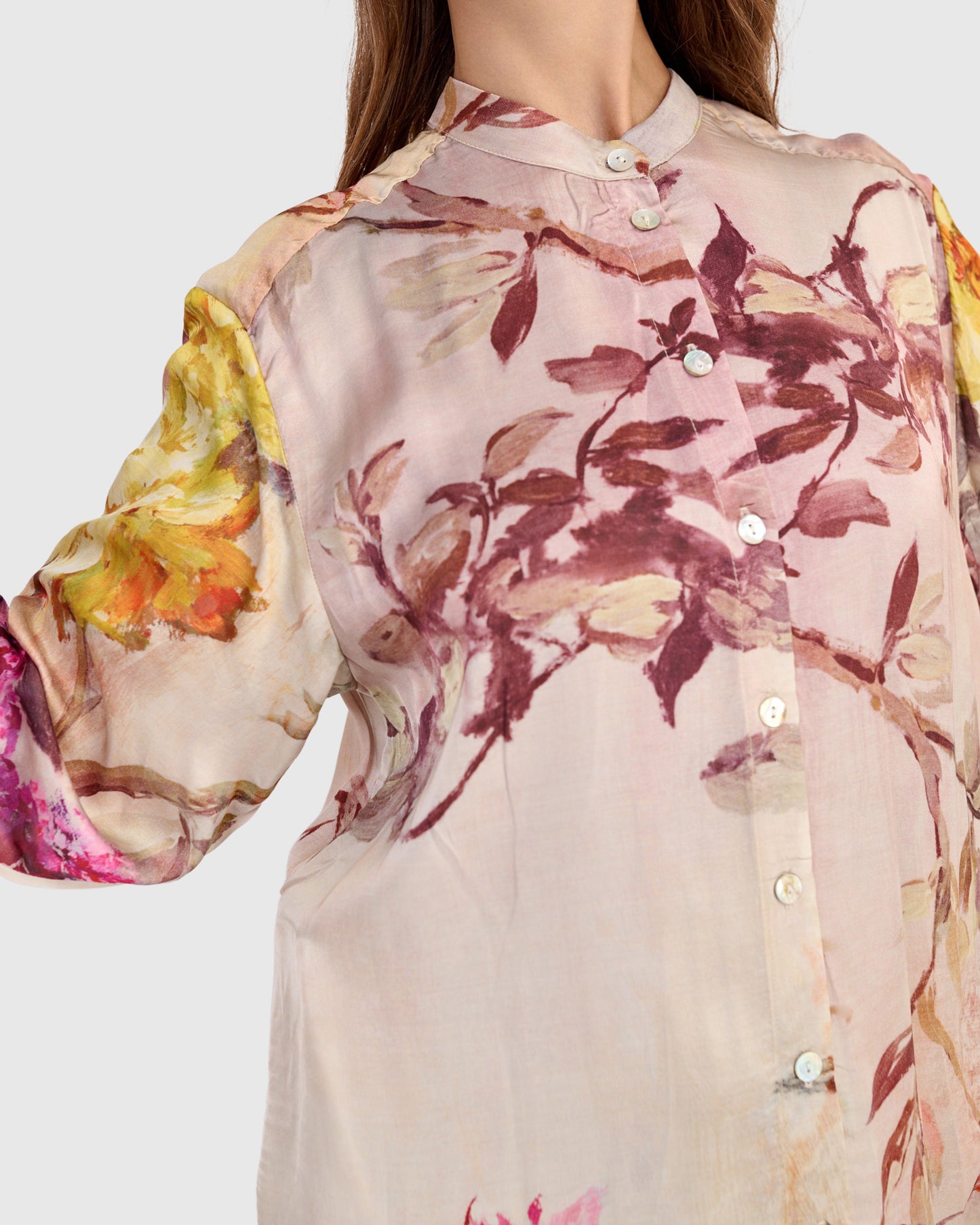 טוניקה לילוש מכופתרת פרח