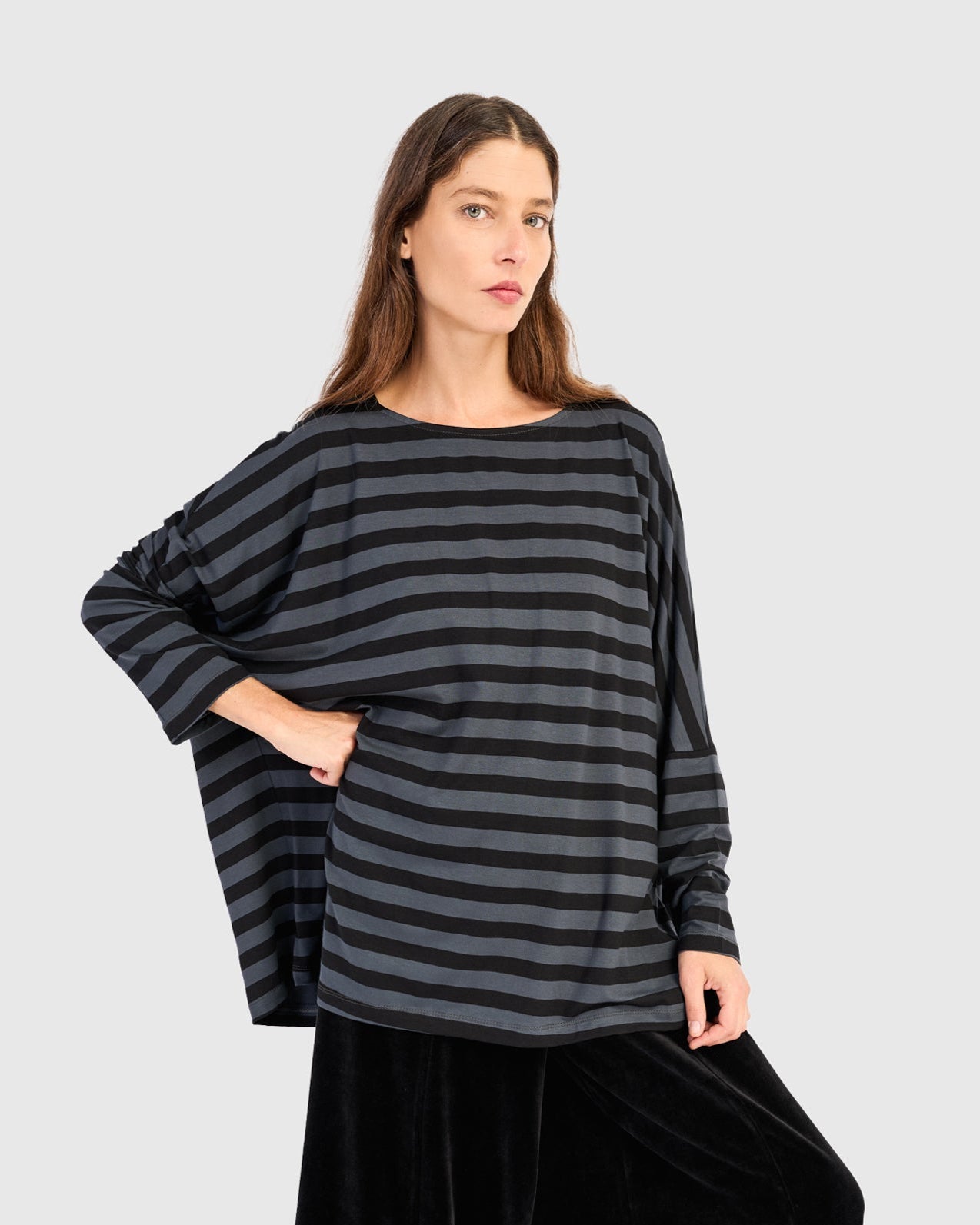 טוניקה רינה פס אפור