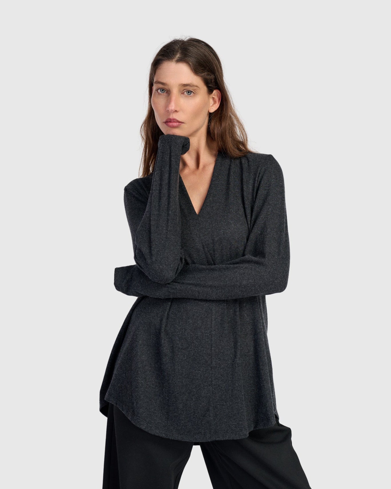טוניקה דובדבנית חורפית אפורה כהה