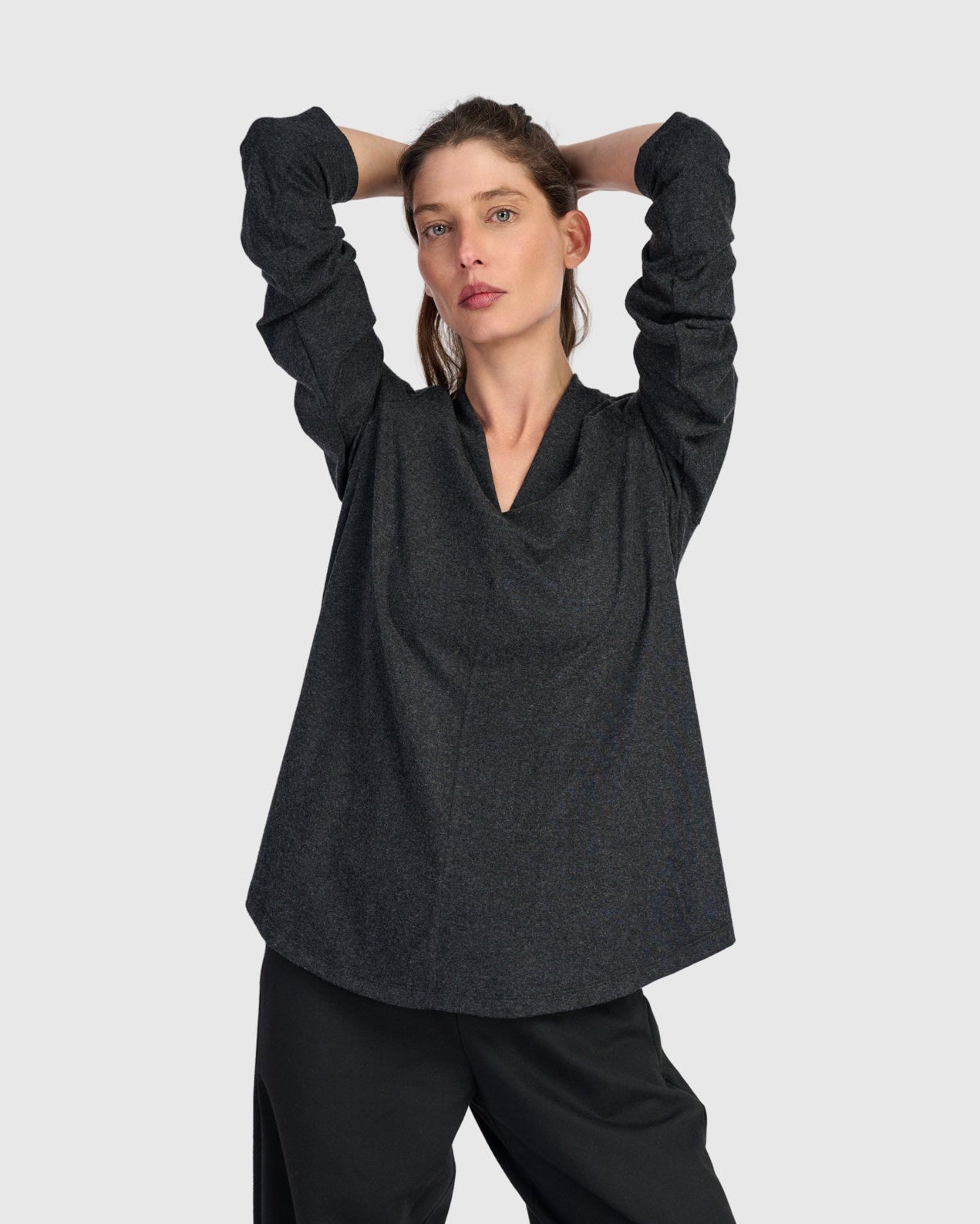 טוניקה דובדבנית חורפית אפורה כהה