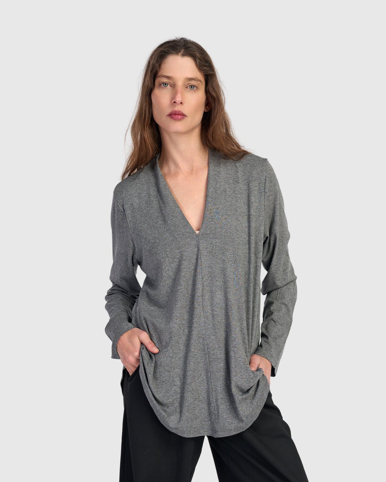 טוניקה דובדבנית חורפית אפורה