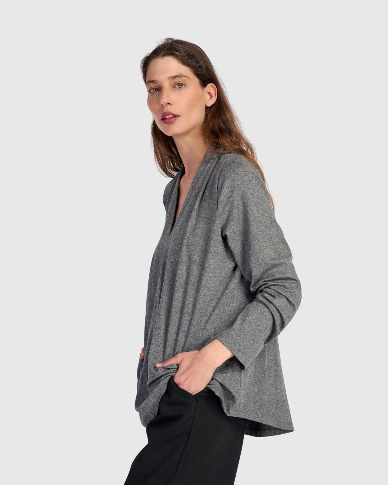 טוניקה דובדבנית חורפית אפורה