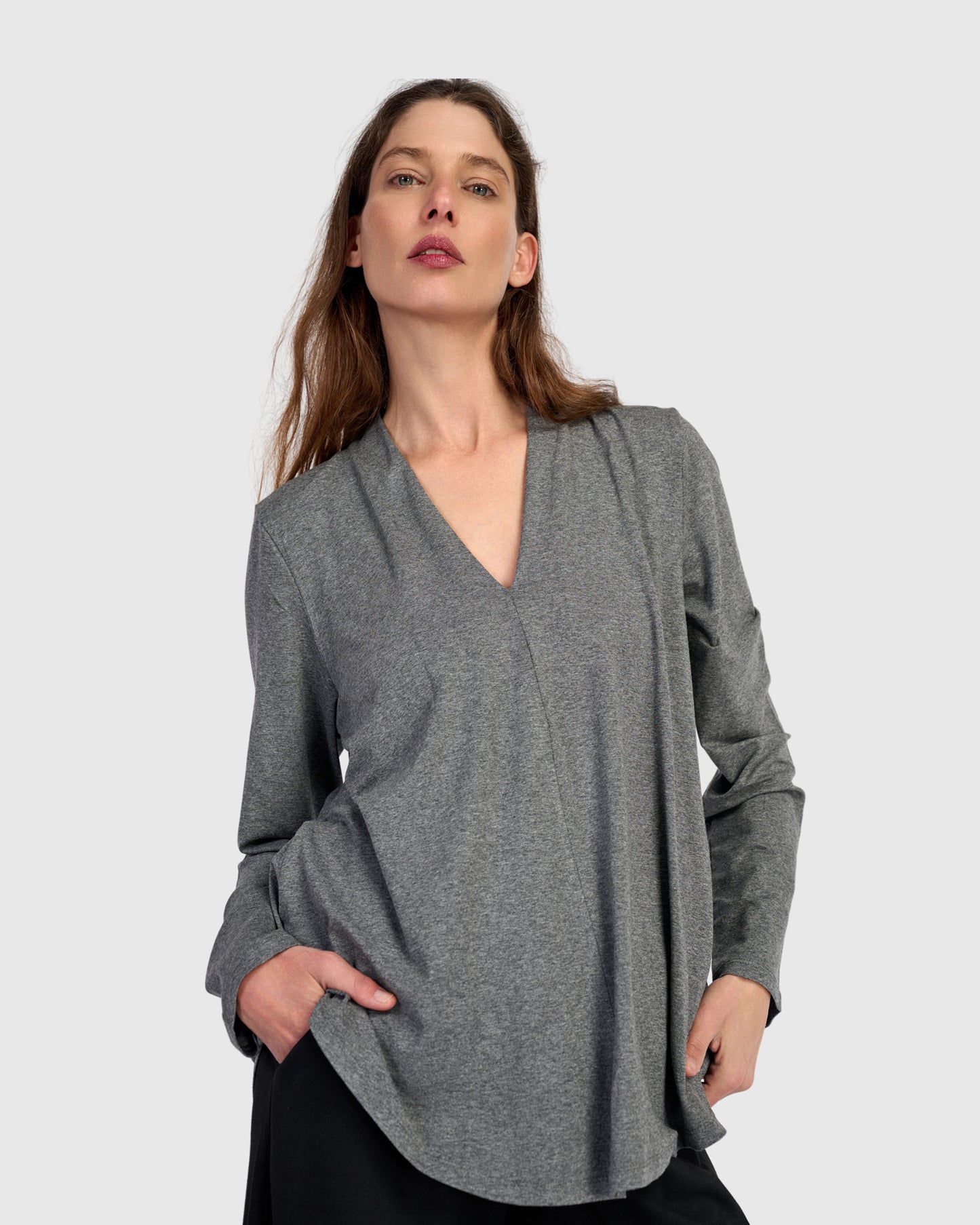 טוניקה דובדבנית חורפית אפורה