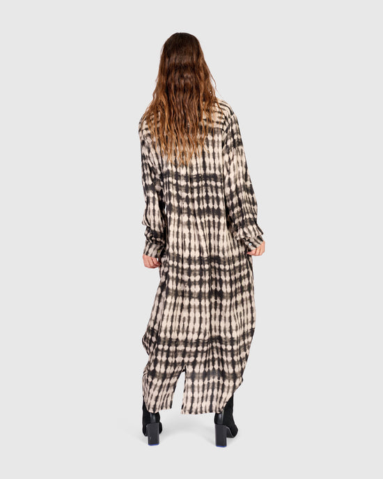 שמלה יוסף  מודפסת שחורה לבנה