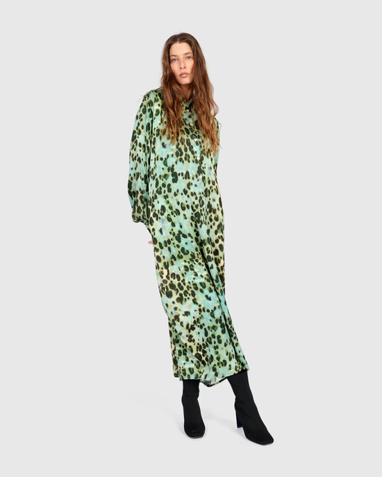 שמלה יוסף מנומרת ירוקה