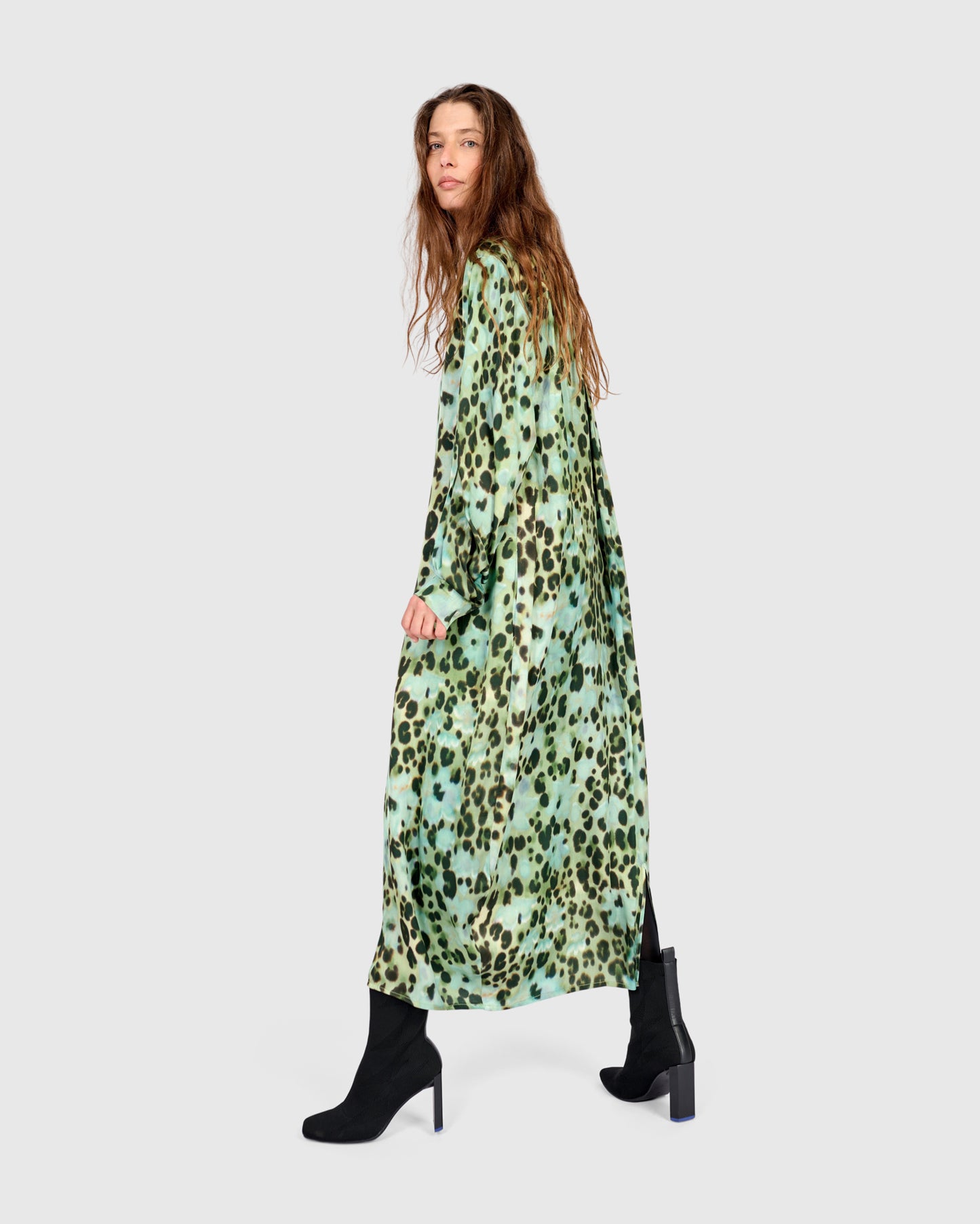 שמלה יוסף מנומרת ירוקה